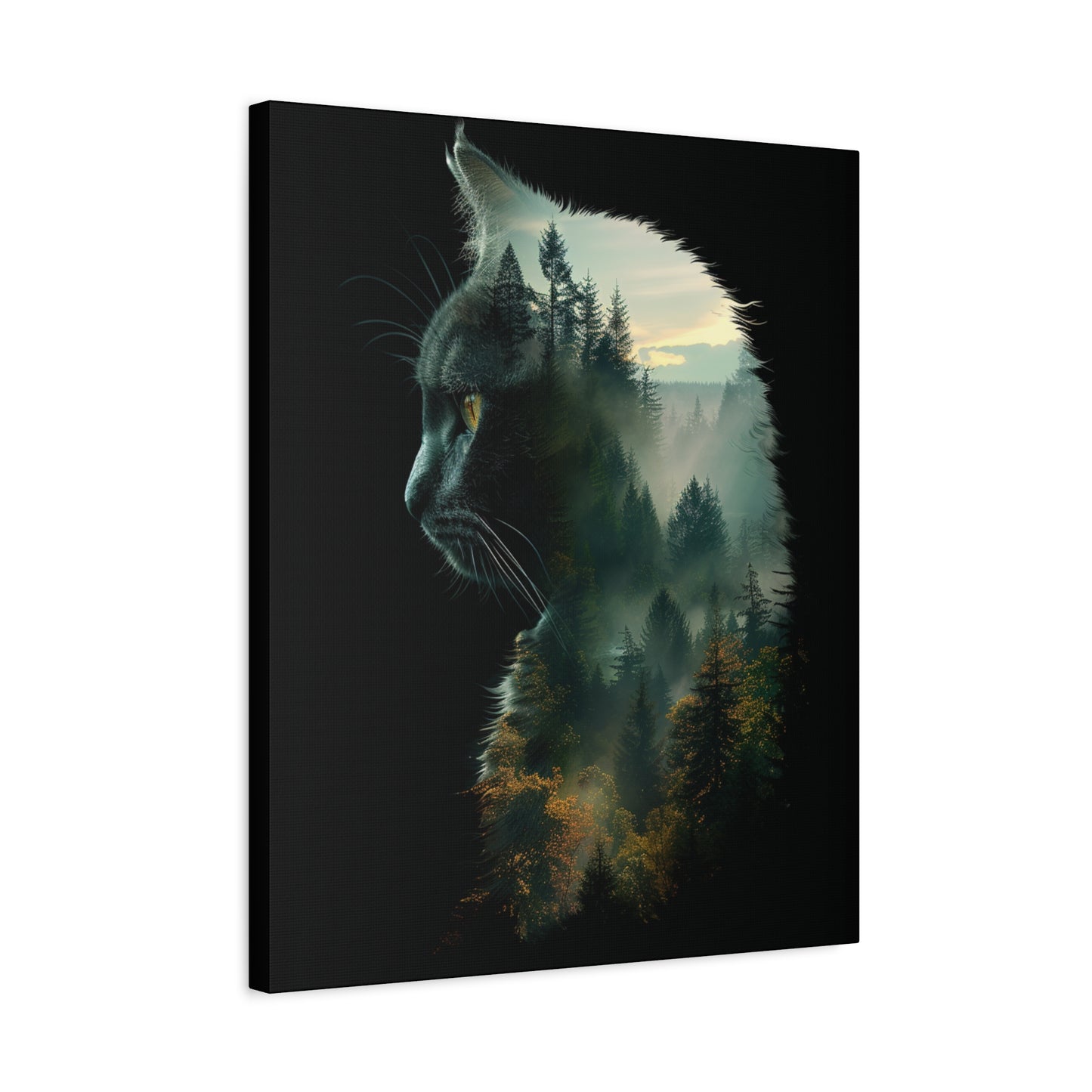 Cat Forest Matte Canvas Wall Art | Feline Home Decor, Gift for Cat Lovers, Nature Art Print, Unique Wall Decor, Cat-Themed Gift - VYBE Shop