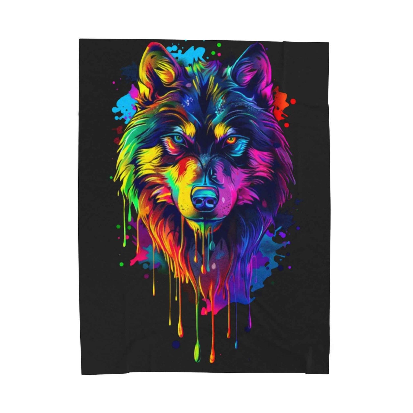 Colorful Wolf Plush Blanket