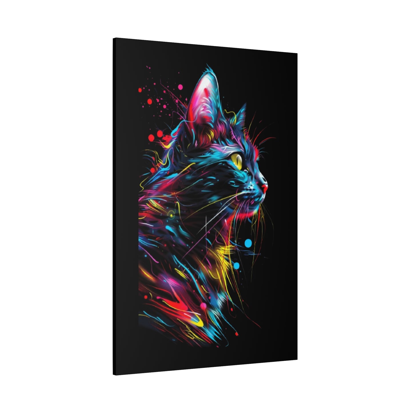 Neon Cat Design Matte Canvas Framed Print - VYBE Shop