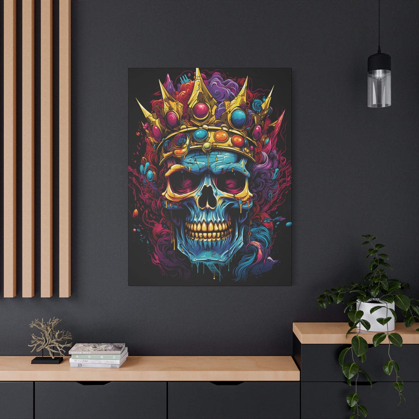 Colorful Skull Canvas Art - Vibrant Home Decor, Gothic Wall Print, Edgy Gift, Halloween Decoration, Art for Music Lovers - VYBE Shop