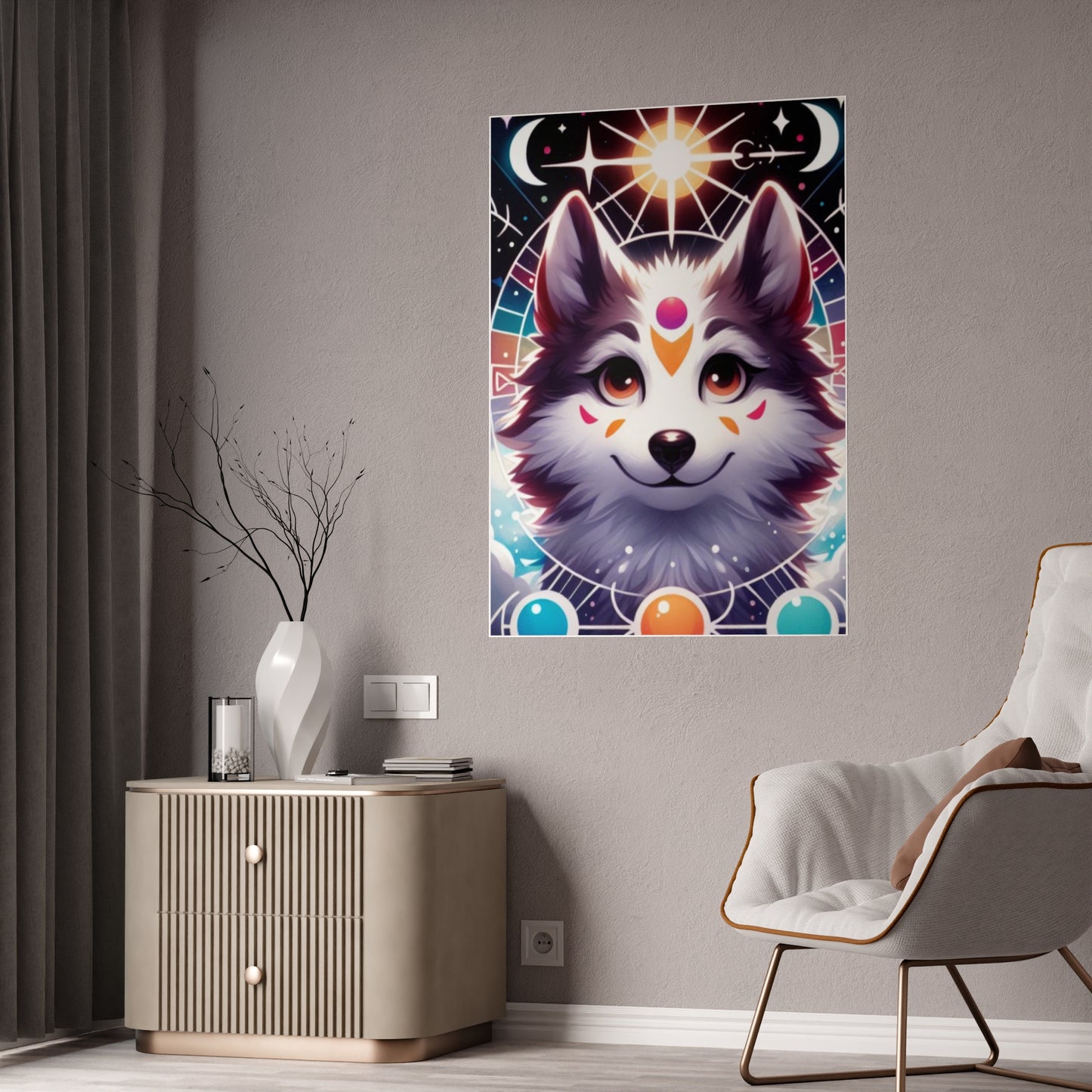 Cosmic Wolf Poster | Astrological Art for Home Decor - VYBE Shop