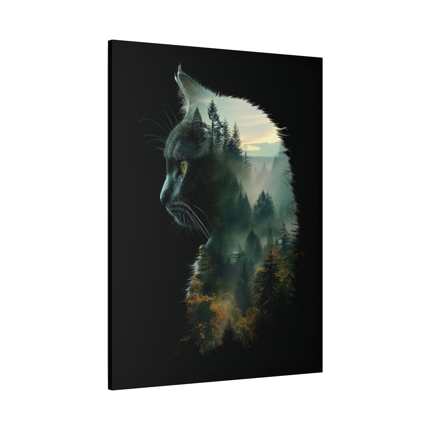 Cat Forest Matte Canvas Wall Art | Feline Home Decor, Gift for Cat Lovers, Nature Art Print, Unique Wall Decor, Cat-Themed Gift - VYBE Shop