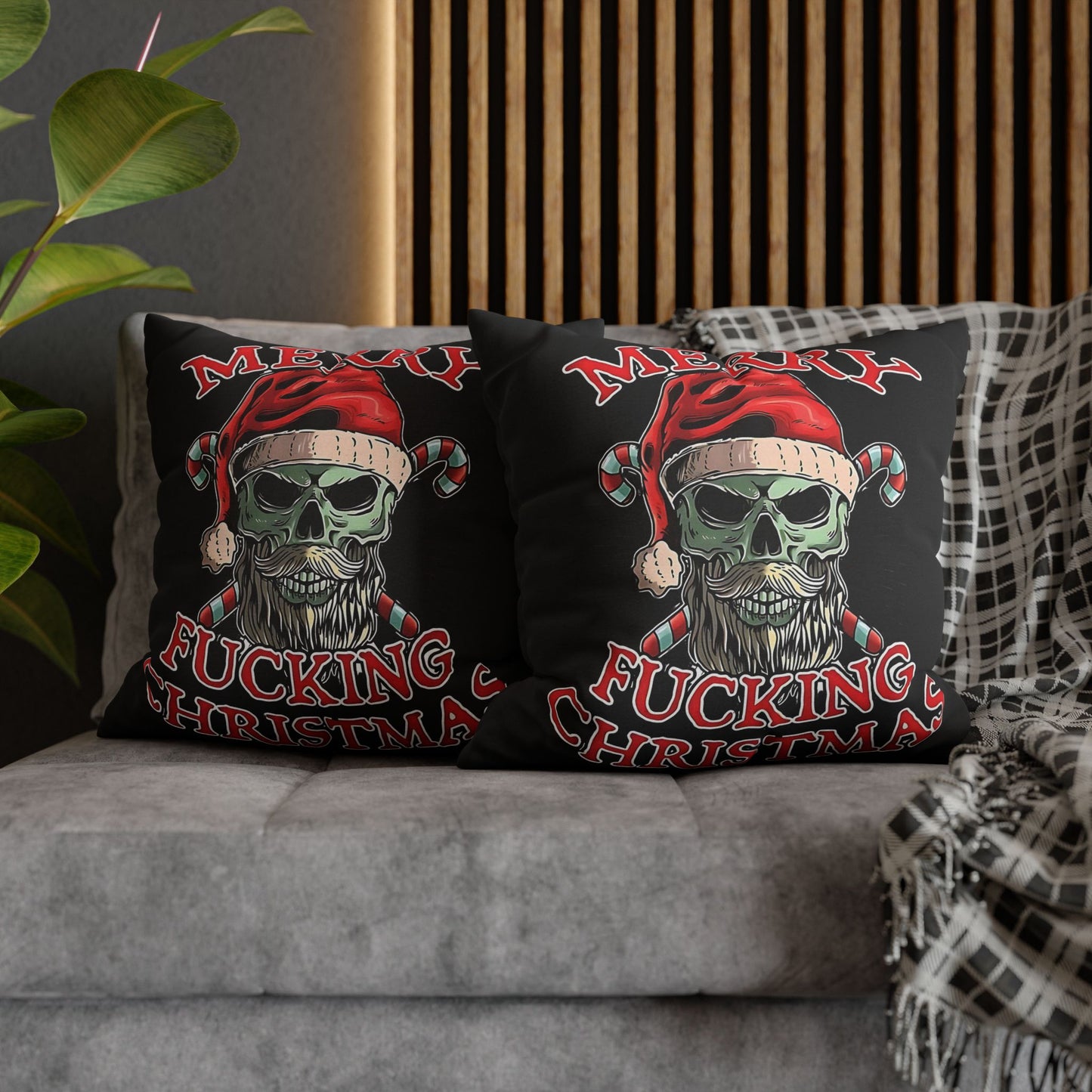 Gothic Christmas Pillowcase - Merry F***ing Christmas Cushion Cover, Edgy Holiday Decor & Unique Gift - VYBE Shop
