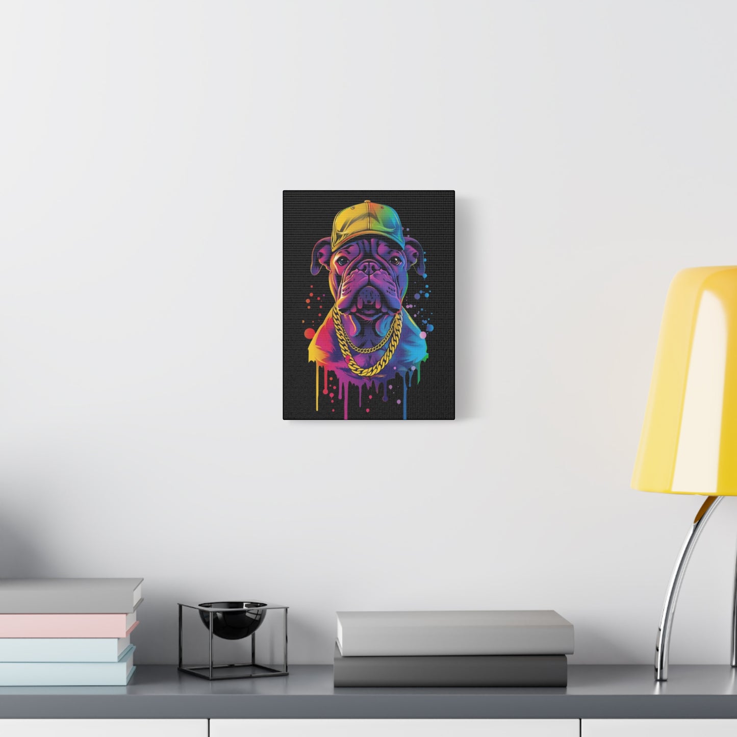Neon Dog Portrait Canvas Art, Stretched Wall Decor, Pet Lover Gift, Funky Home Decor, Dog Themed Artwork, Unique Dog Gift - VYBE Shop