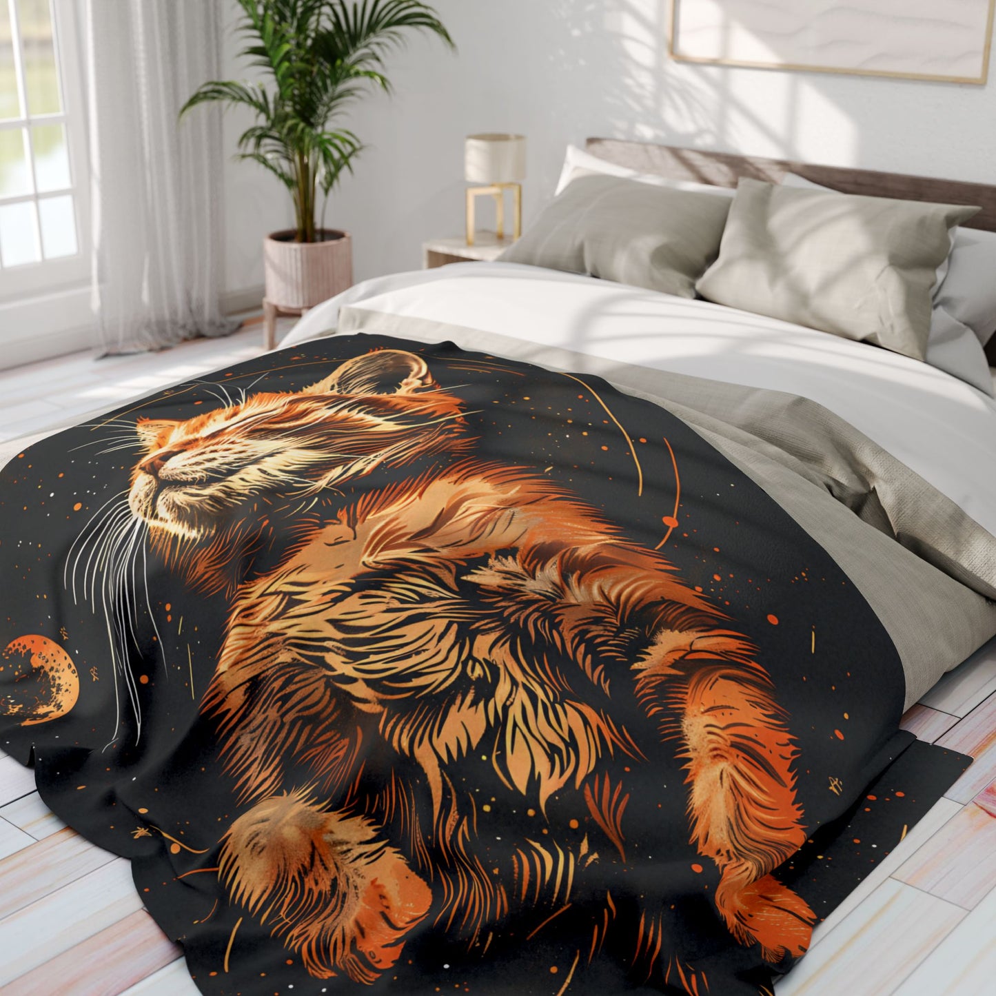 Cosmic Cat Fleece Blanket – Cozy Space-Themed Throw, Pet Lover Gift, Home Decor, Cat Lover Blanket, Warm Gift for All Occasions - VYBE