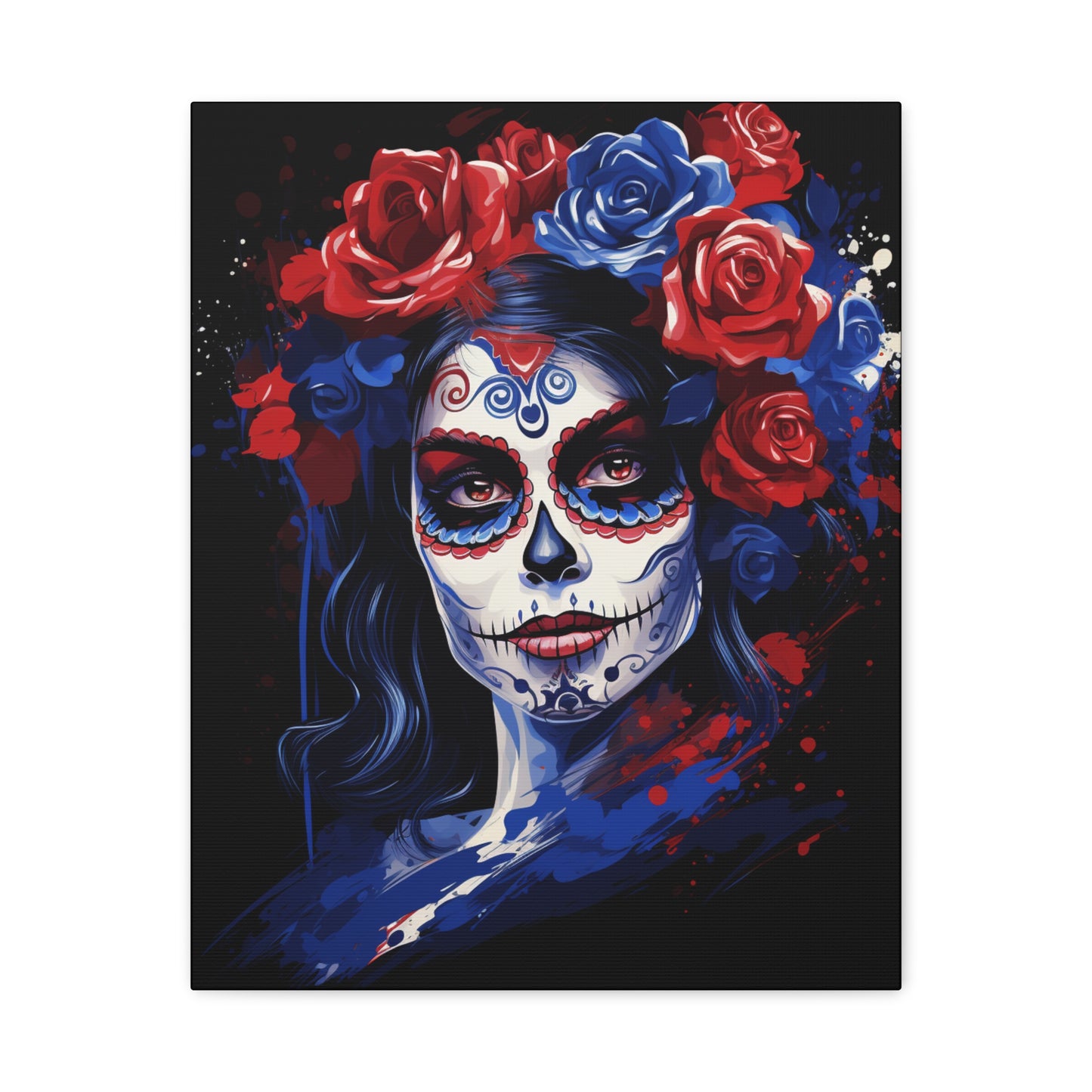 Canvas Art Print, Day of the Dead Decor, Floral Skull Artwork, Gothic Wall Art, Halloween Decoration, Unique Gift Idea, Mexican Tradition - VYBE Shop