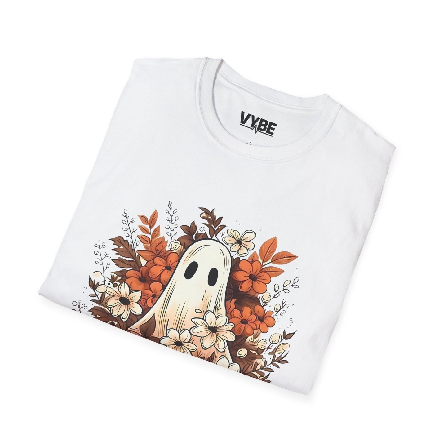 Fall- Ghost Unisex T-Shirt, Fall Apparel, Halloween Tee, Cute Pumpkin Shirt, Cozy Fall Fashion, Gift Idea for Halloween Lovers - VYBE Shop