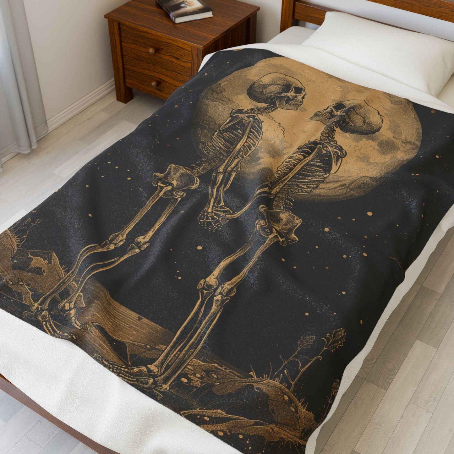 Romantic Skeleton Plush Blanket for Cozy Nights