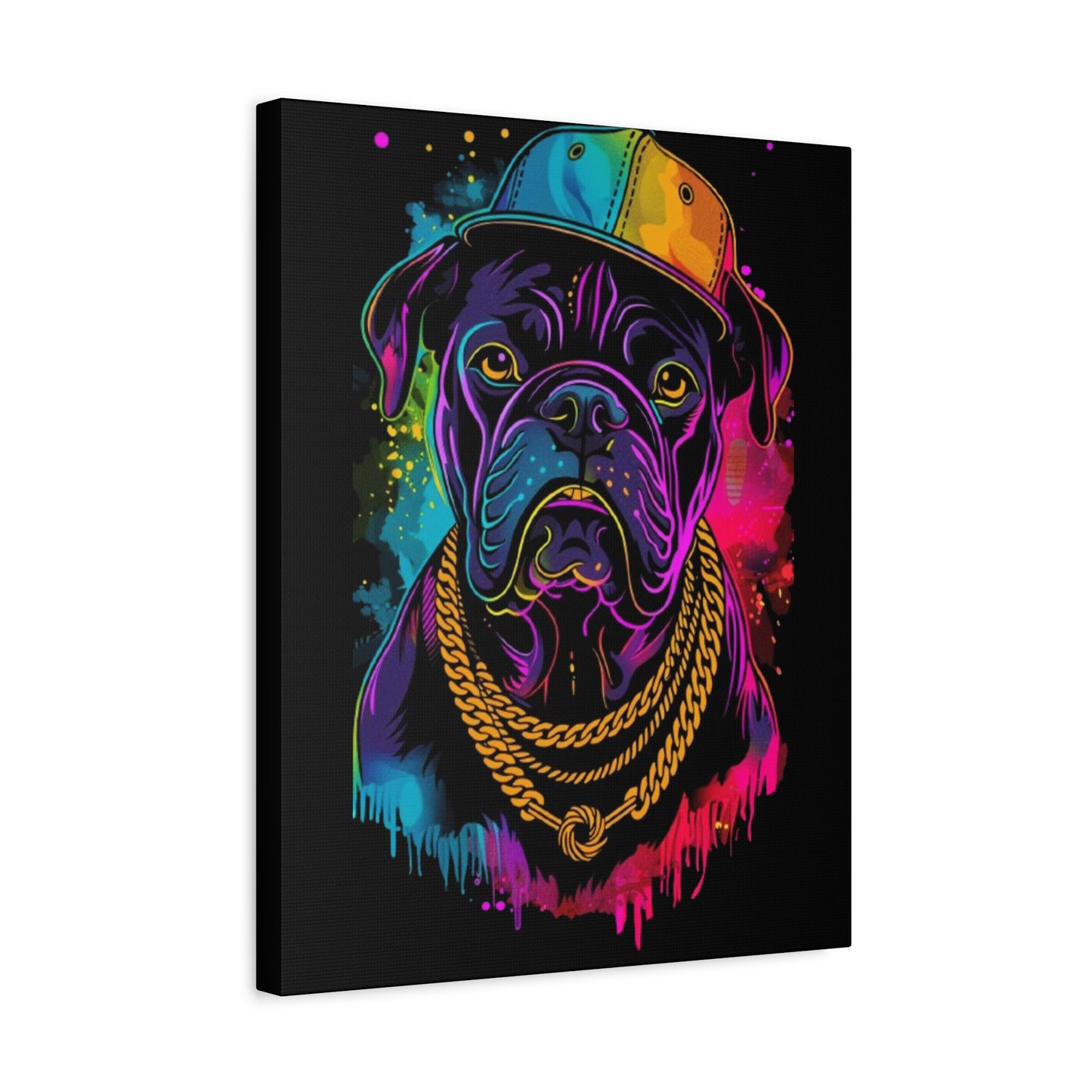Neon Dog In Chain Matte Canvas, Stretched, 1.25" - VYBE Shop