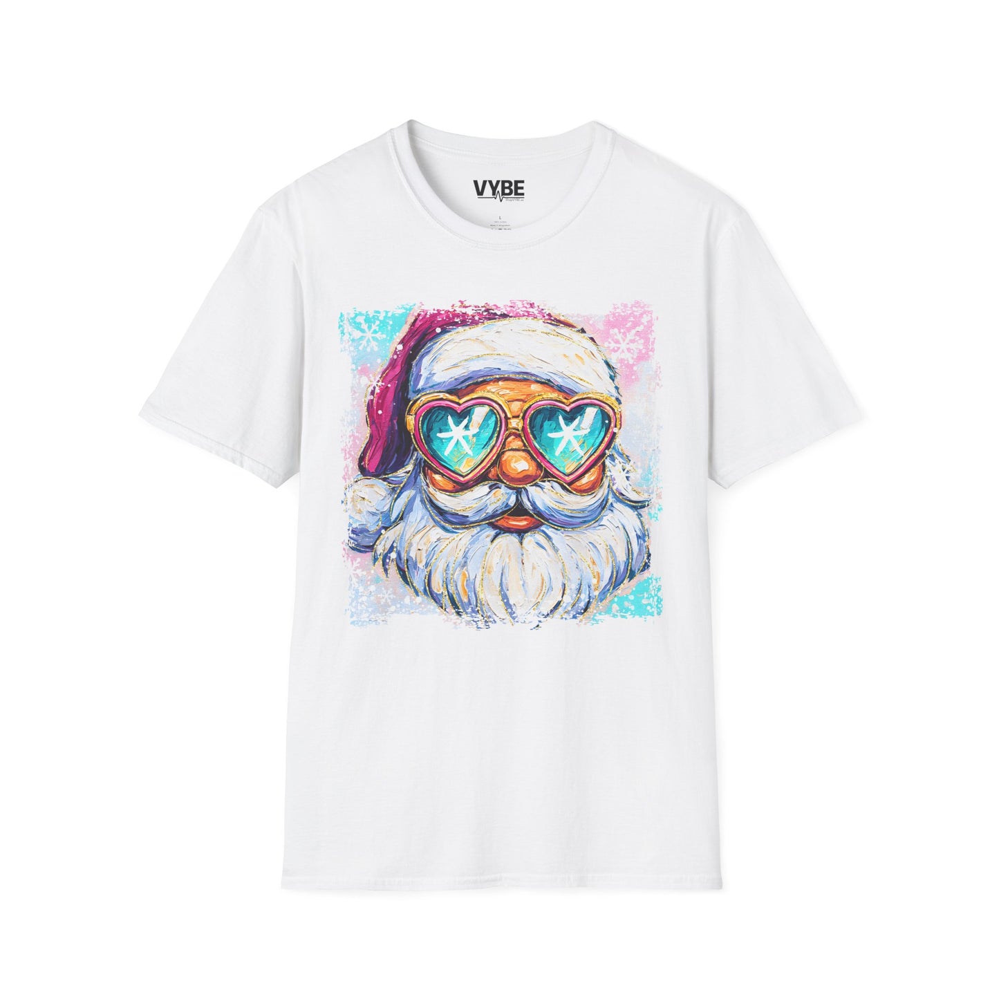 Festive Santa With Heart Glasses Tee - VYBE