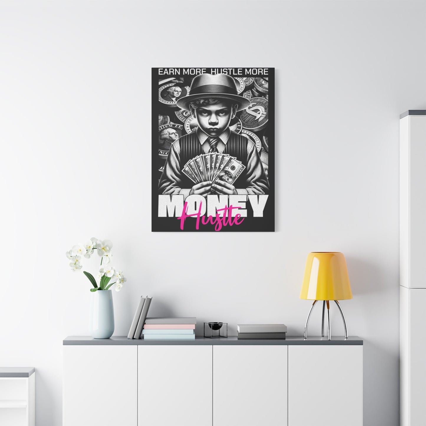 Money Hustle Matte Canvas Art Print, Motivational Wall Decor, Hustler Gift, Office Art, Entrepreneurship Wall Art, Home Decor - VYBE Shop