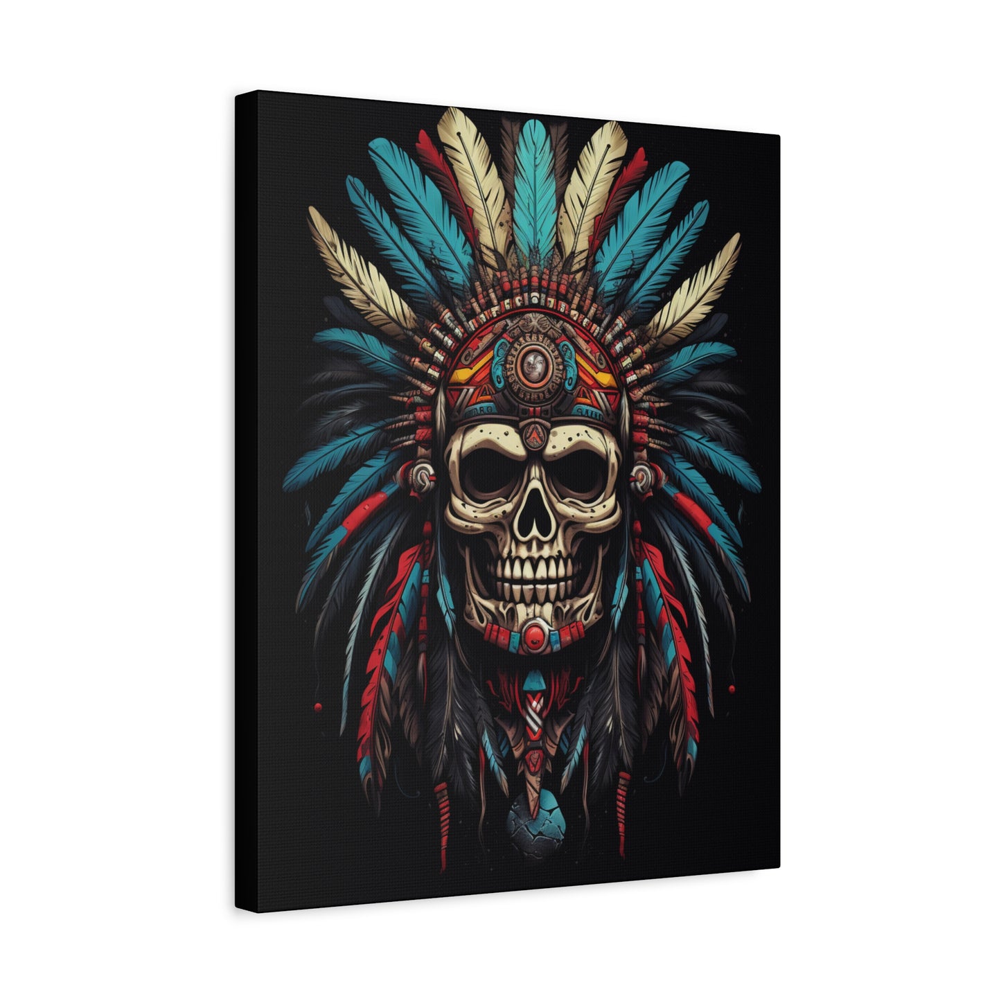 Bohemian Skull Canvas Art Print, Stretched Wall Decor, Unique Skull Artwork, Home Office Decoration, Ideal Gift for Art Lovers - VYBE Shop