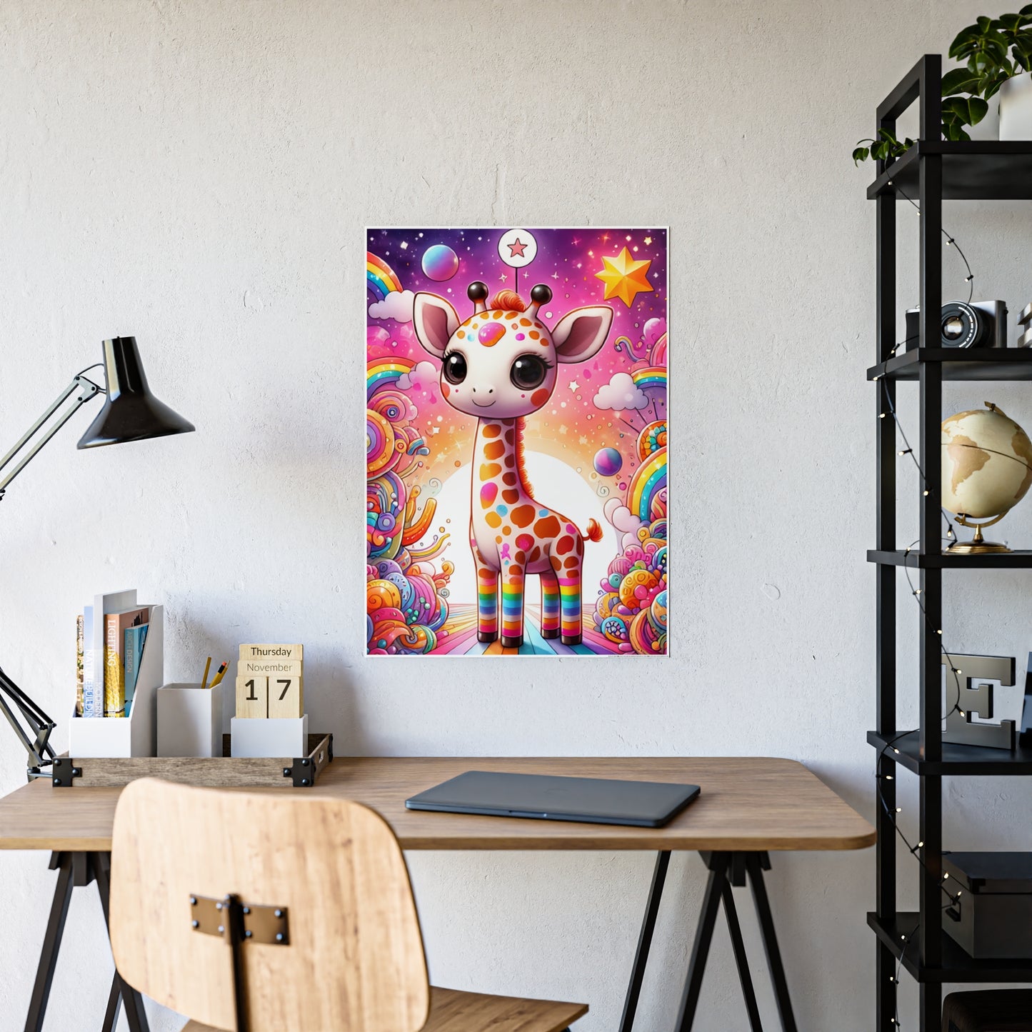 Colorful Giraffe Art Poster, Cute Wall Decor - VYBE Shop