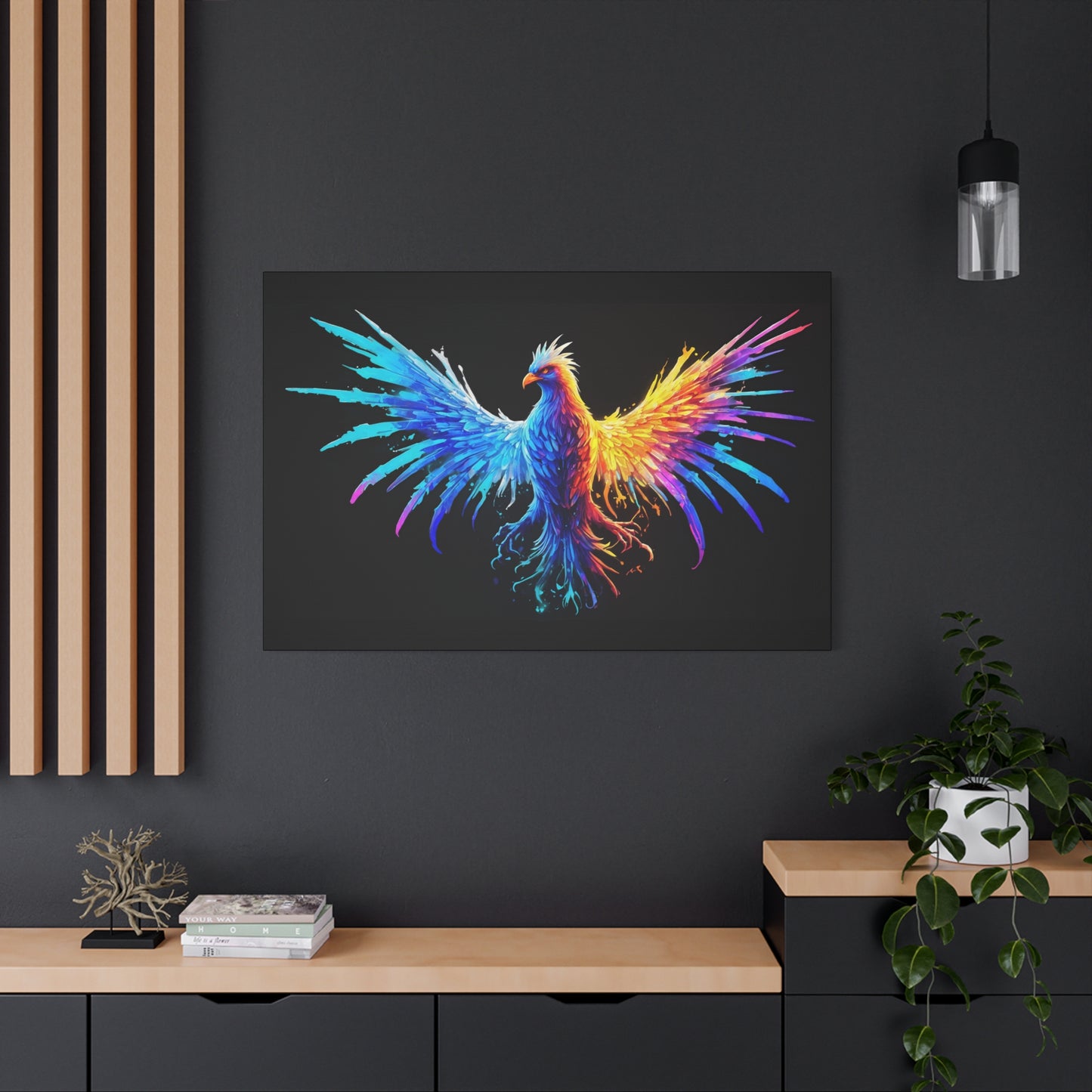 Neon Phoenix Canvas Wall Art | Colorful Home Decor, Inspirational Artwork, Gift for Art Lovers, Unique Wall Hanging - VYBE Shop