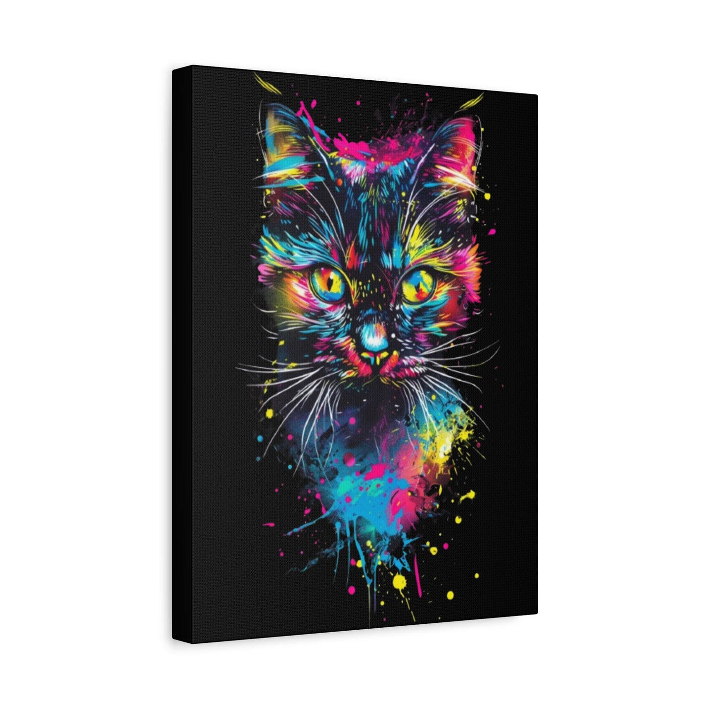 Neon Cat Art Canvas Wall Decor, Colorful Cat Portrait, Animal Wall Art, Cat Lover Gift, Home Decor - VYBE Shop