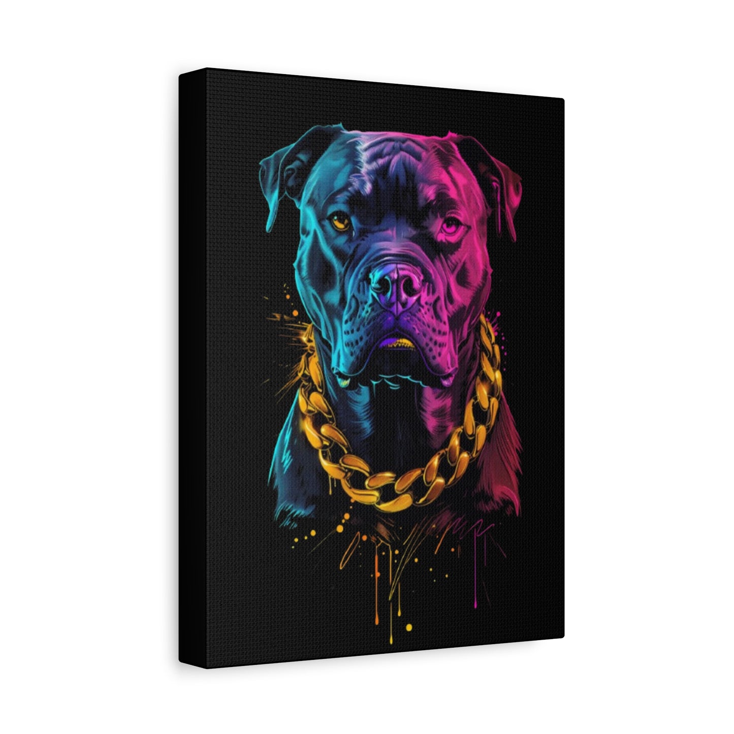 Neon Dog Portrait Canvas Print, Colorful Pet Art Wall Decor, Dog Lover Gift, Home Decoration, Unique Pet Memorial - VYBE Shop
