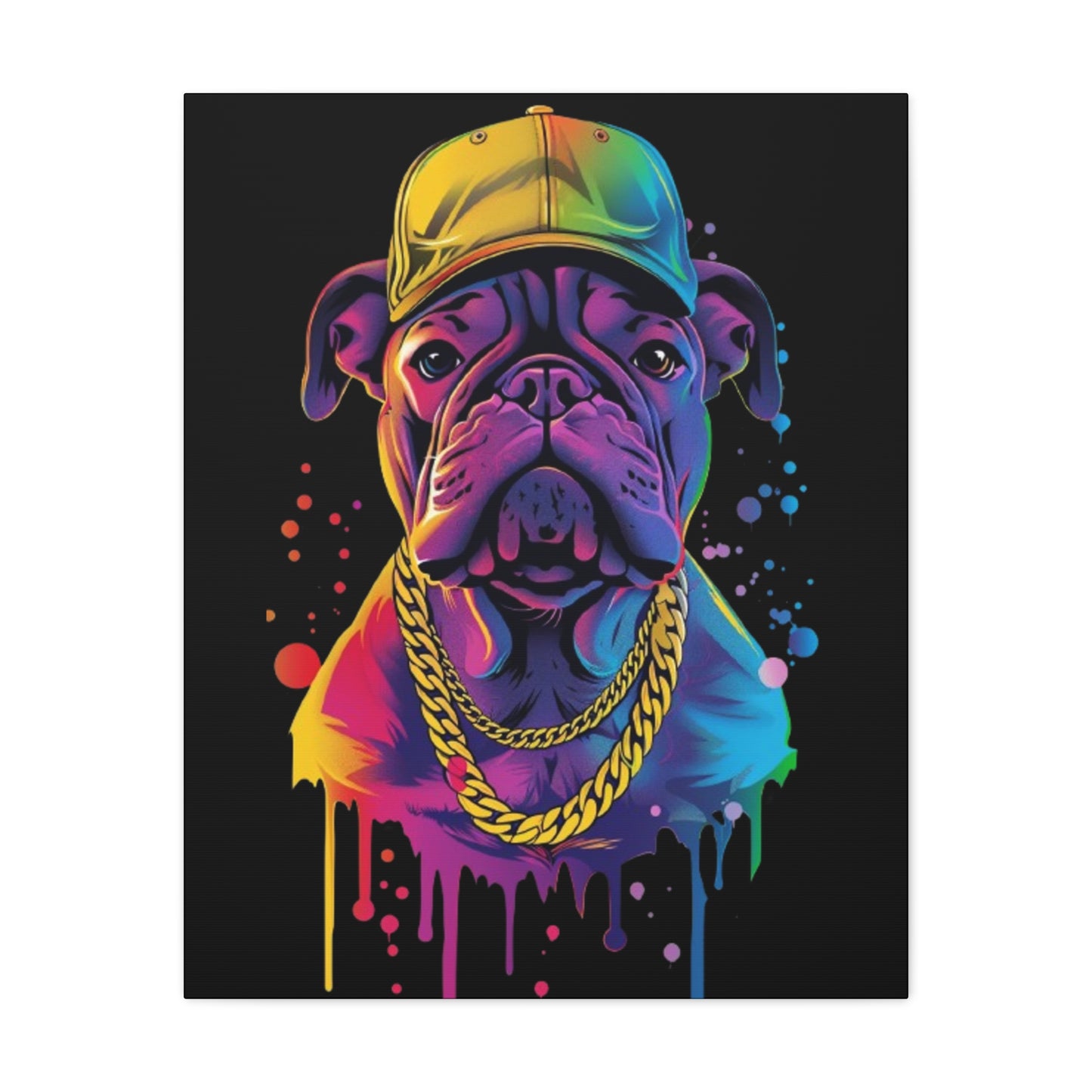 Neon Dog Portrait Canvas Art, Stretched Wall Decor, Pet Lover Gift, Funky Home Decor, Dog Themed Artwork, Unique Dog Gift - VYBE Shop