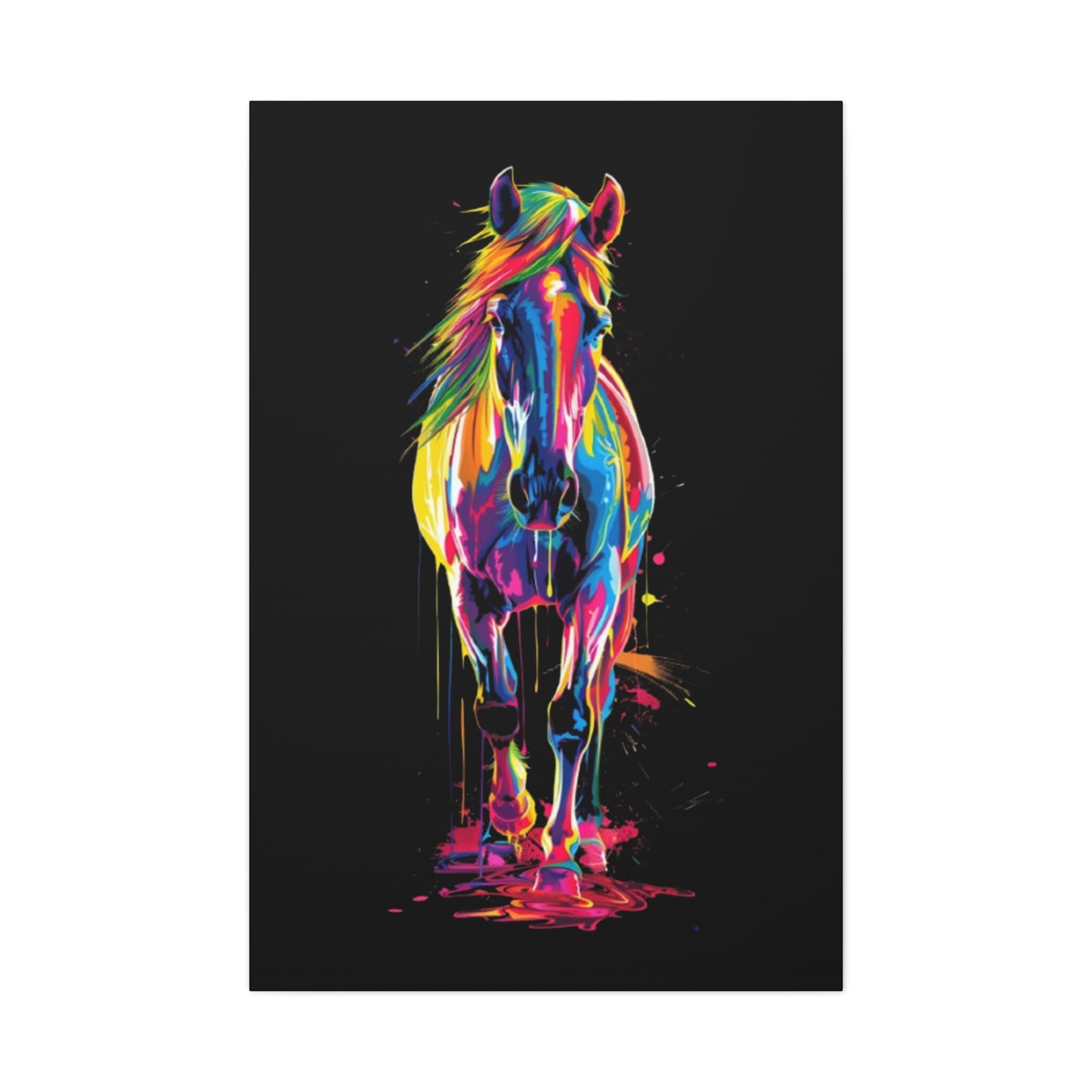 Neon Horse Canvas Art Print, Colorful Wall Decor for Animal Lovers, Horse Lover Gift, Equine Home Decor, Art for Kids Room - VYBE Shop