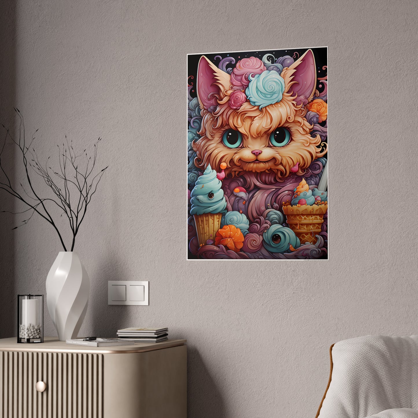Colorful Cat Wall Art Poster - Cute Gloss Print for Vibrant Home Decor - VYBE Shop
