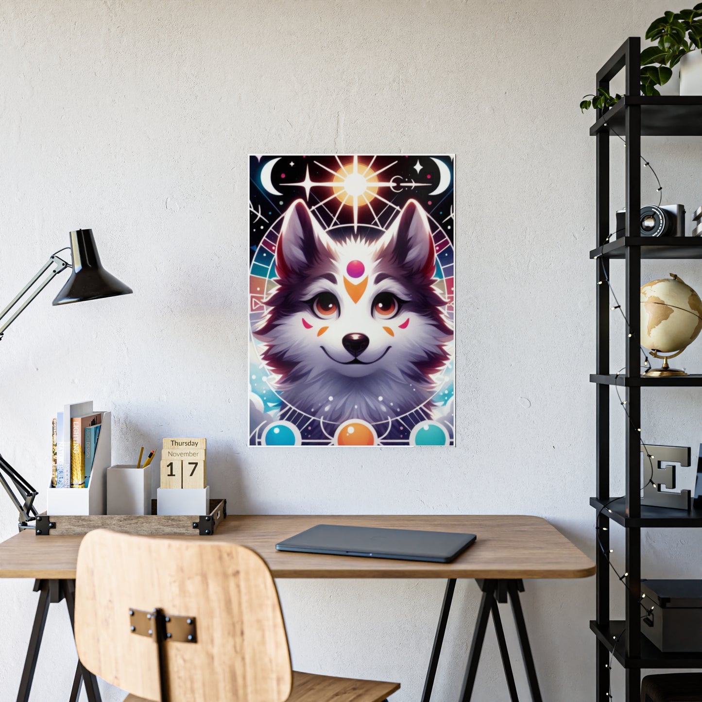 Cosmic Wolf Poster | Astrological Art for Home Decor - VYBE Shop