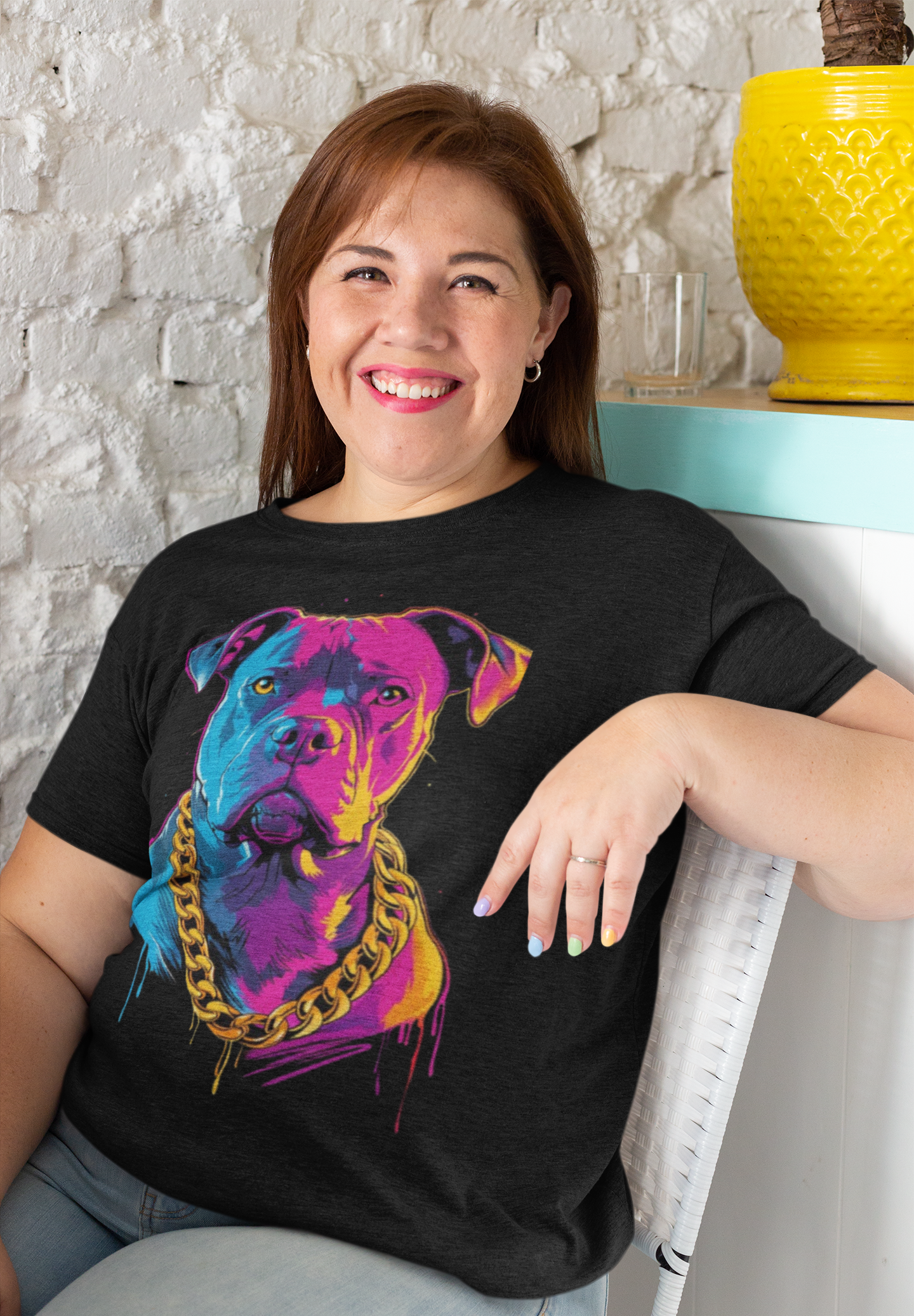 Neon- Chain-Wearing Dog T-Shirt - VYBE Shop