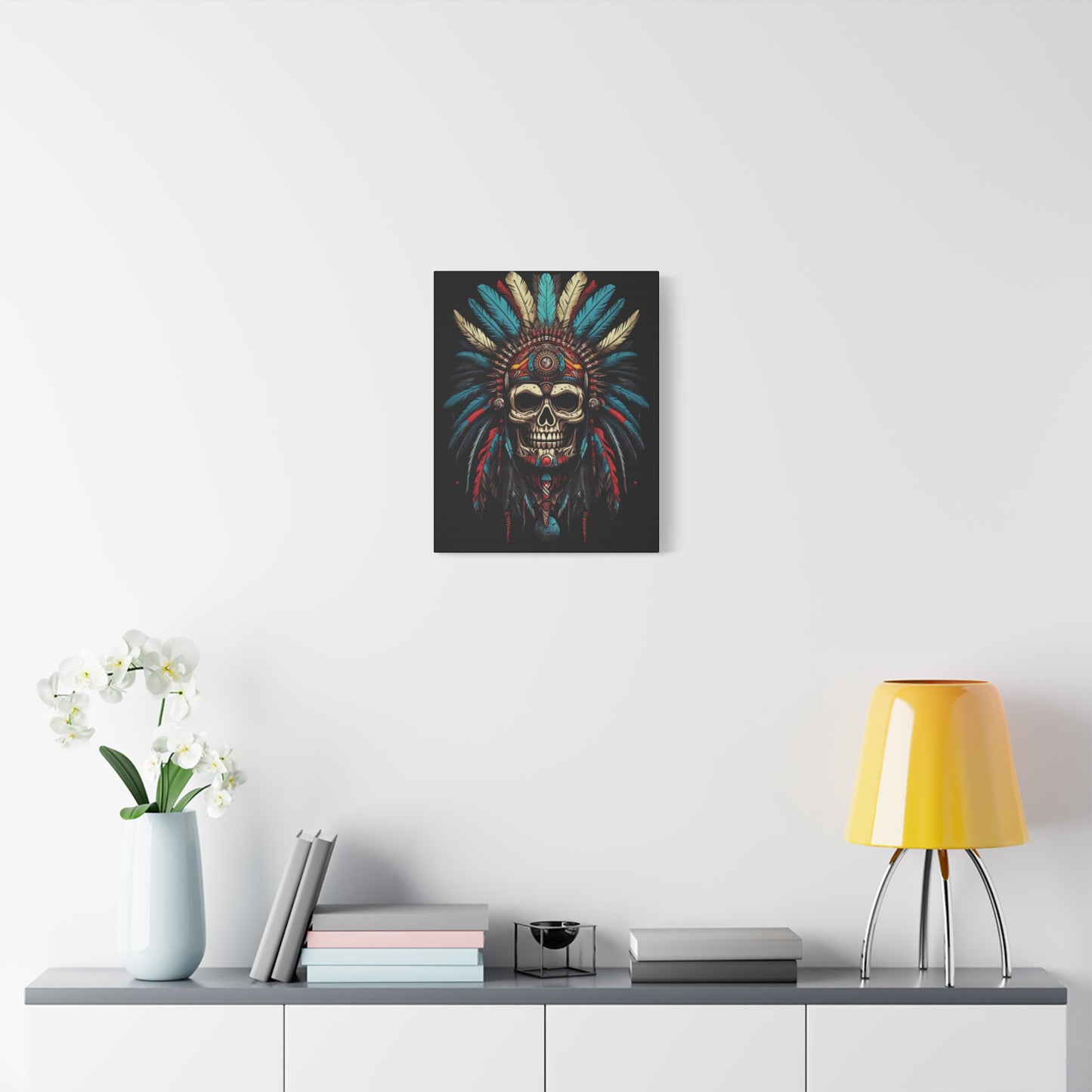 Bohemian Skull Canvas Art Print, Stretched Wall Decor, Unique Skull Artwork, Home Office Decoration, Ideal Gift for Art Lovers - VYBE Shop