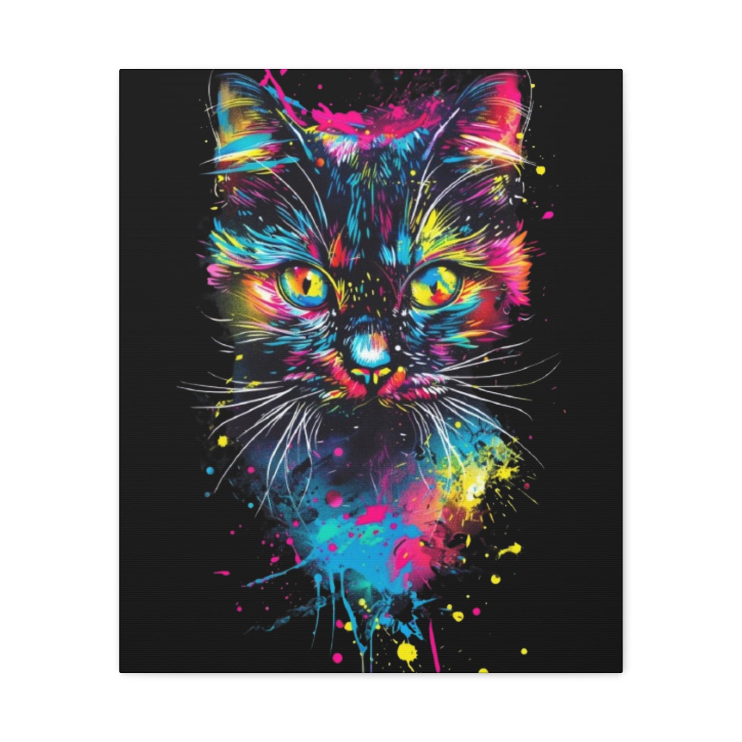 Vibrant Cat Art Canvas Wall Decor, Colorful Cat Portrait, Animal Wall Art, Cat Lover Gift, Home Decor - VYBE Shop