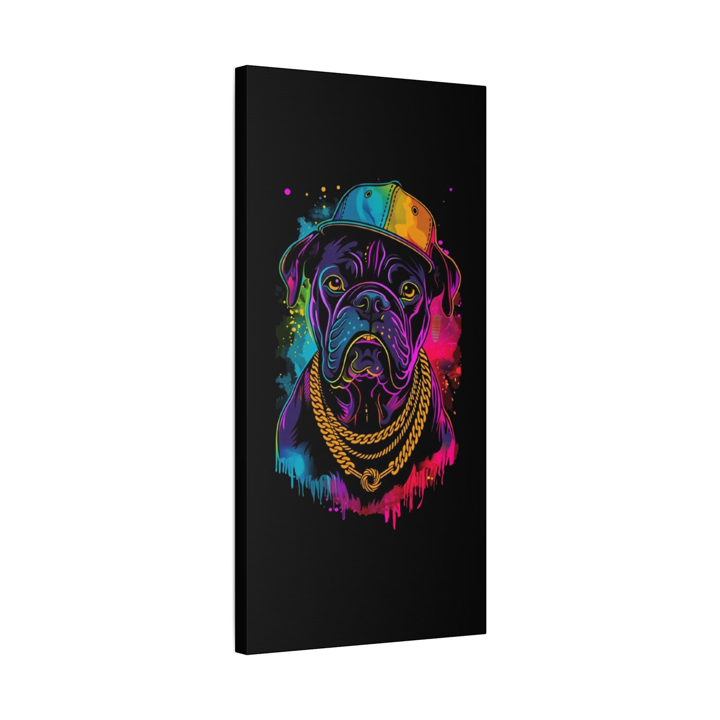 Neon Dog In Chain Matte Canvas, Stretched, 1.25" - VYBE Shop