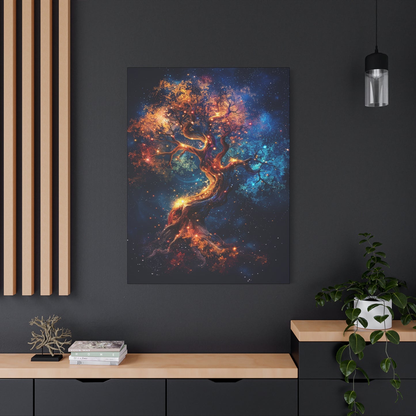 Galactic Tree Canvas Print, Vibrant Cosmic Art, Home Décor, Gift for Nature Lovers, Unique Wall Art, Space-Themed Decoration - VYBE Shop