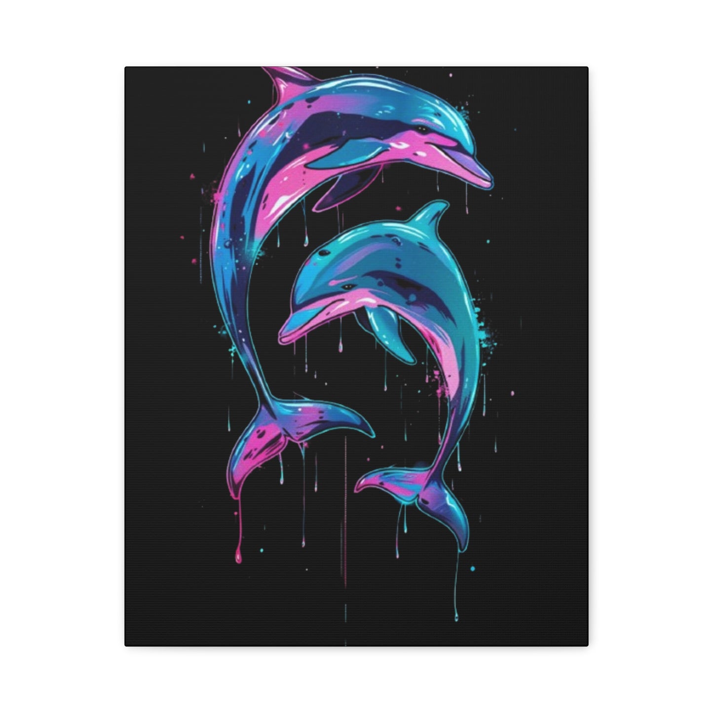 Neon Dolphin Design, Framed Canvas - VYBE Shop
