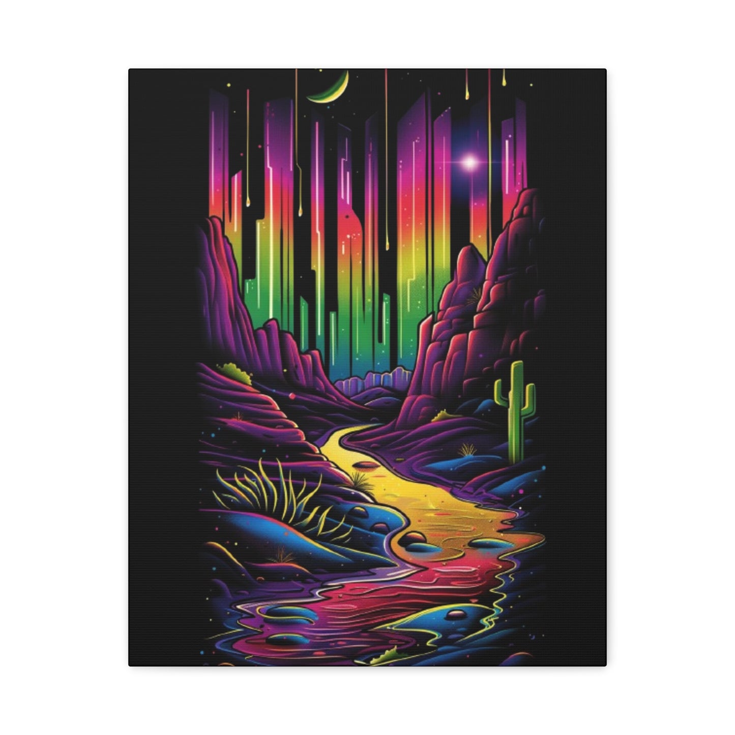 Neon Nature Canvas Art, Wall Decor, Colorful Landscape, Bohemian Home Decor, Gift for Art Lovers, Unique Wall Hanging - VYBE Shop