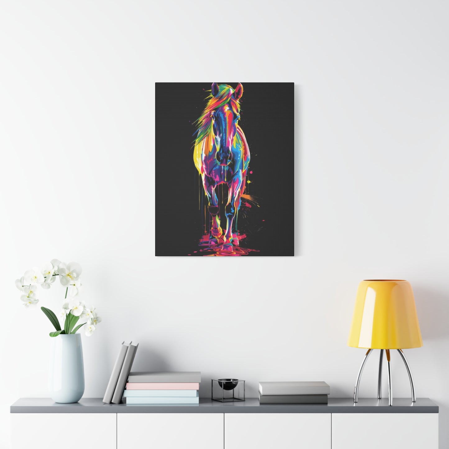 Neon Horse Canvas Art Print, Colorful Wall Decor for Animal Lovers, Horse Lover Gift, Equine Home Decor, Art for Kids Room - VYBE Shop