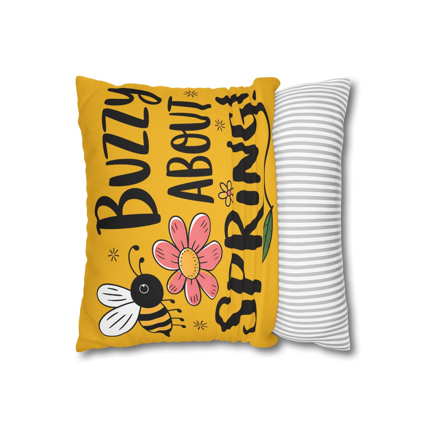 Buzzing Spring Pillowcase - Bee Themed Decorative Cushion Cover for Spring Home Decor and Floral Accent Gifts - VYBE Shop