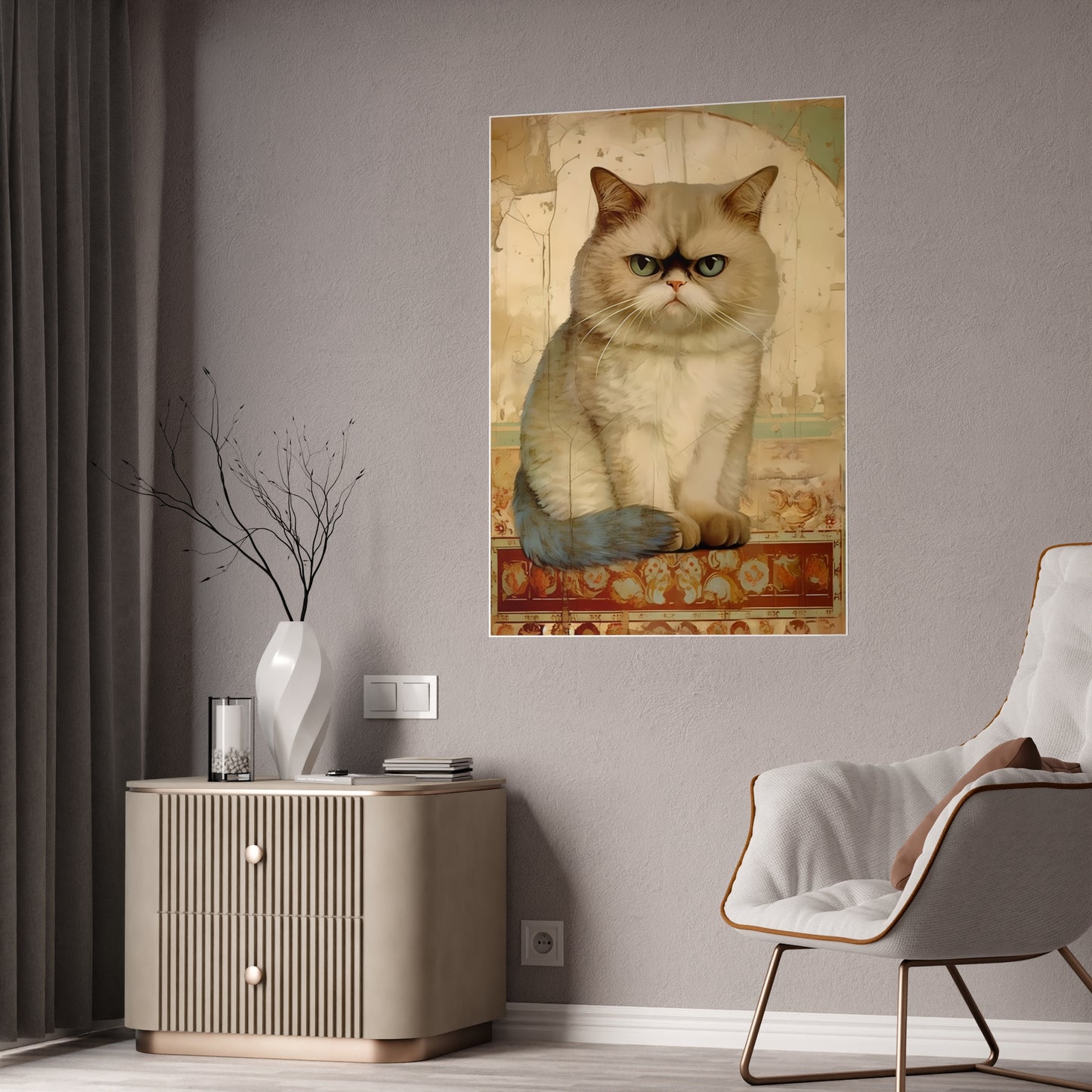 Glossy Cat Art Poster, Cat Lover Decor, Unique Cat Print - VYBE Shop