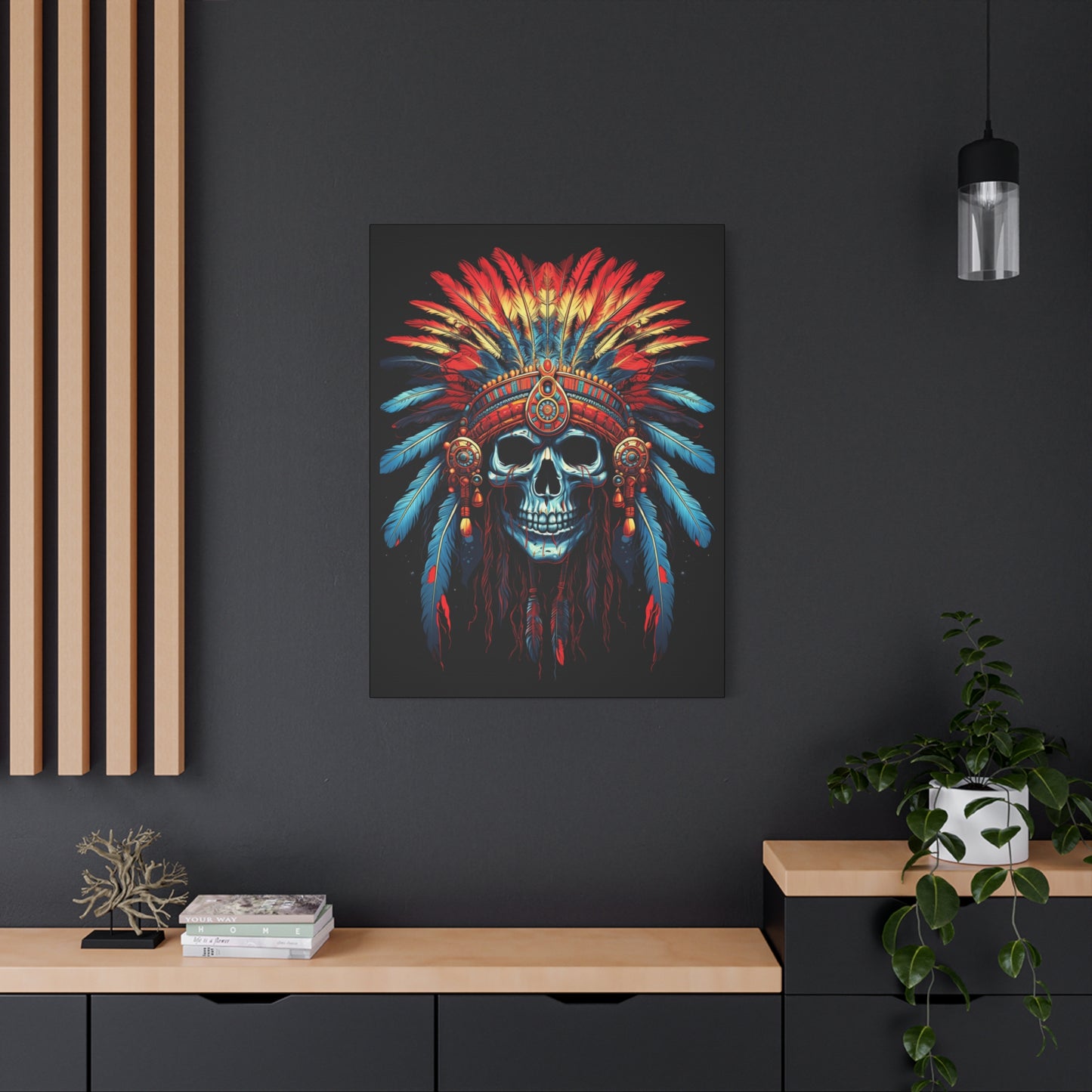 Vibrant Skull Canvas Art, Bohemian Decor, Wall Art, Home Decor, Unique Gift, Tribal Artwork, Colorful Wall Hanging - VYBE Shop