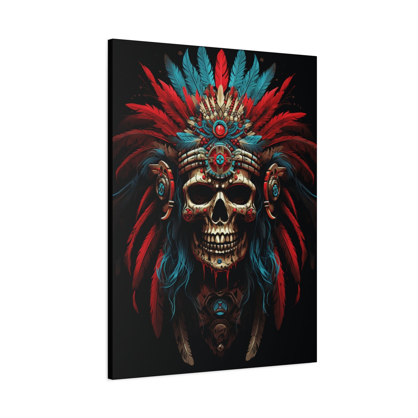 Bohemian Skull Canvas Print, Wall Art, Home Decor, Unique Gift, Ethnic Artwork, Colorful Wall Hanging - VYBE Shop