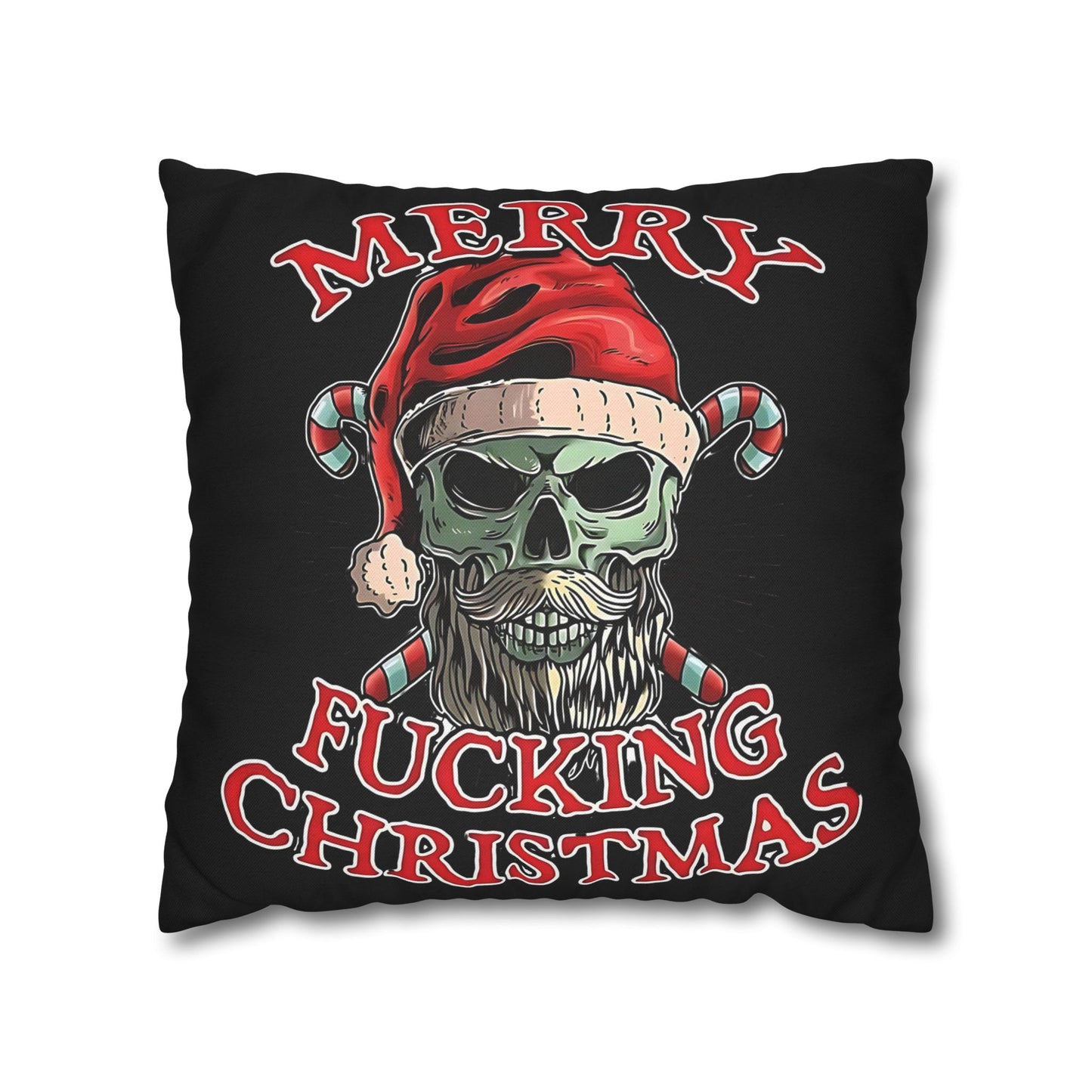 Gothic Christmas Pillowcase - Merry F***ing Christmas Cushion Cover, Edgy Holiday Decor & Unique Gift - VYBE Shop