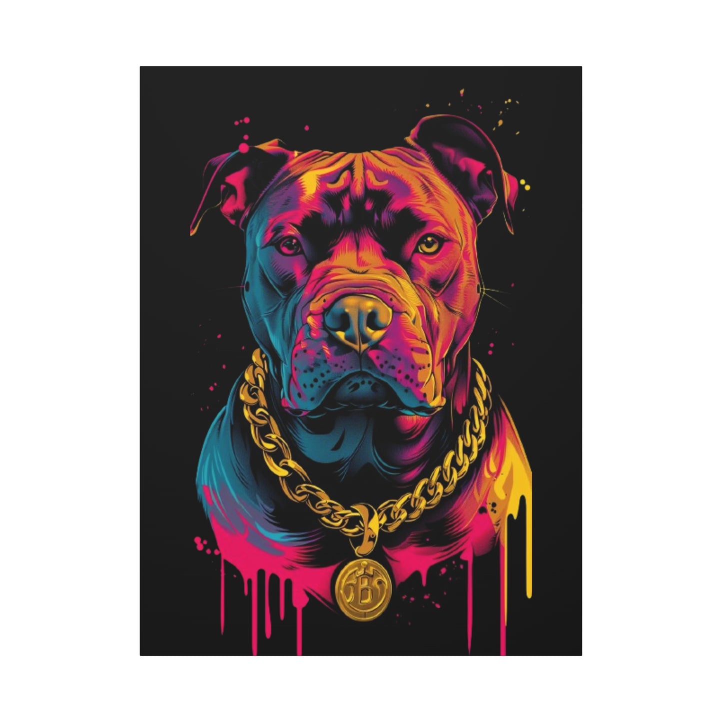Neon Pitbull Canvas Art, Pet Lover Wall Decor, Modern Home Decor, Unique Gift for Dog Lovers, Vibrant Animal Portrait - VYBE Shop