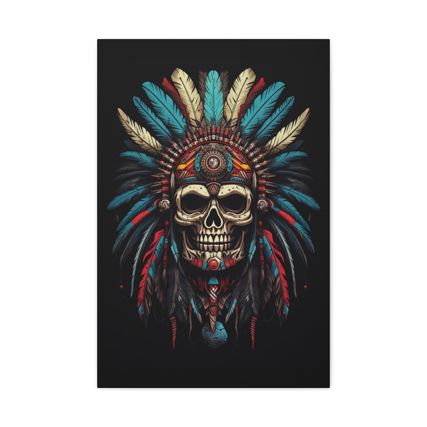 Bohemian Skull Canvas Art Print, Stretched Wall Decor, Unique Skull Artwork, Home Office Decoration, Ideal Gift for Art Lovers - VYBE Shop