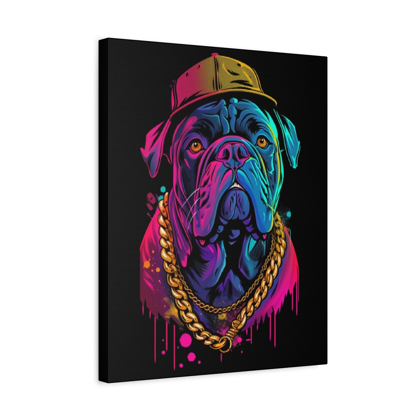 Neon Bulldog Canvas Art, Colorful Dog Wall Decor, Funky Pet Portrait, Dog Lover Gift, Unique Home Decoration - VYBE Shop