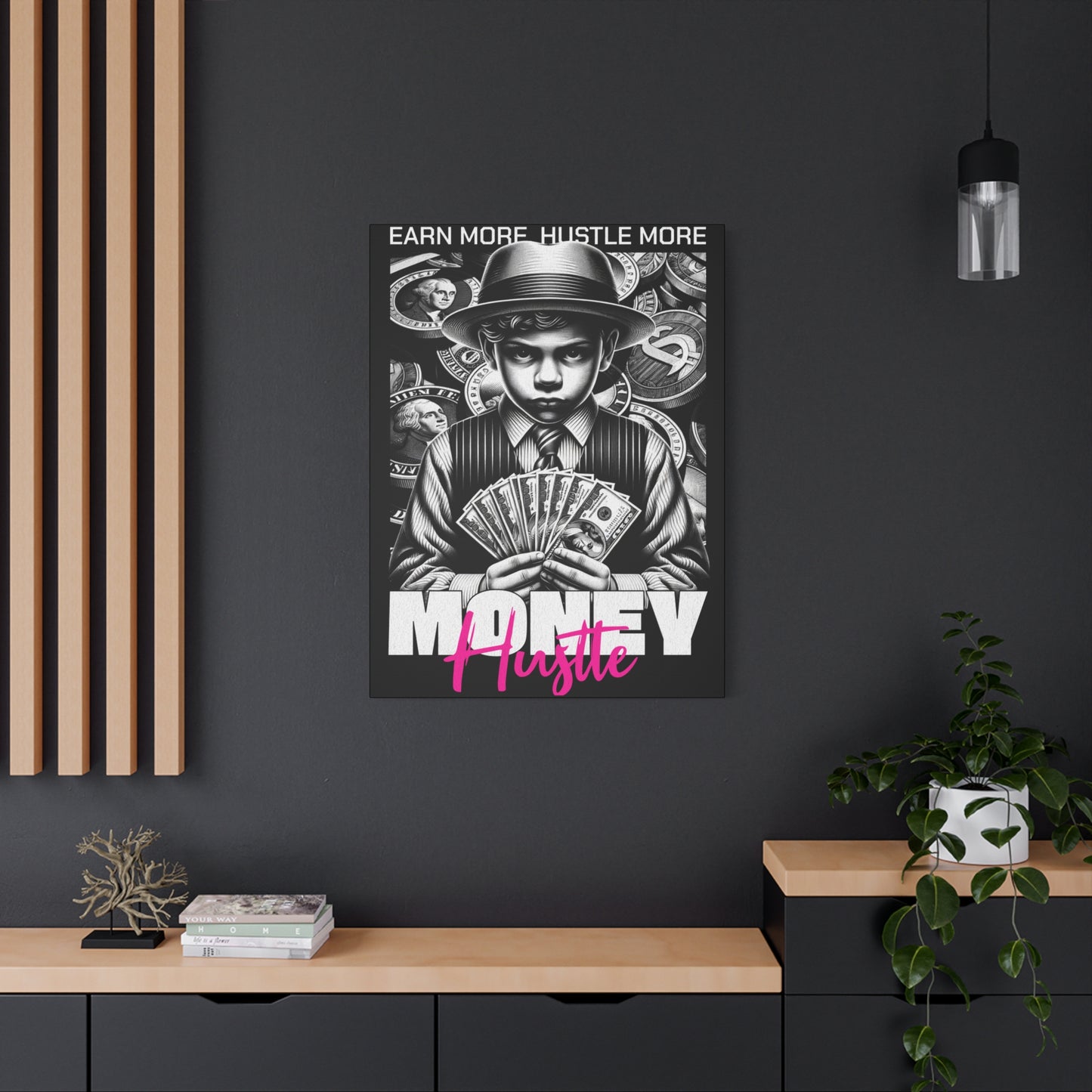 Money Hustle Matte Canvas Art Print, Motivational Wall Decor, Hustler Gift, Office Art, Entrepreneurship Wall Art, Home Decor - VYBE Shop
