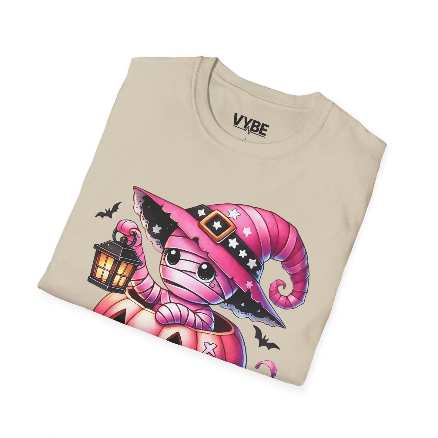 Halloween- Cute Pink Halloween Mummy T-Shirt, Unisex Graphic Tee - VYBE Shop