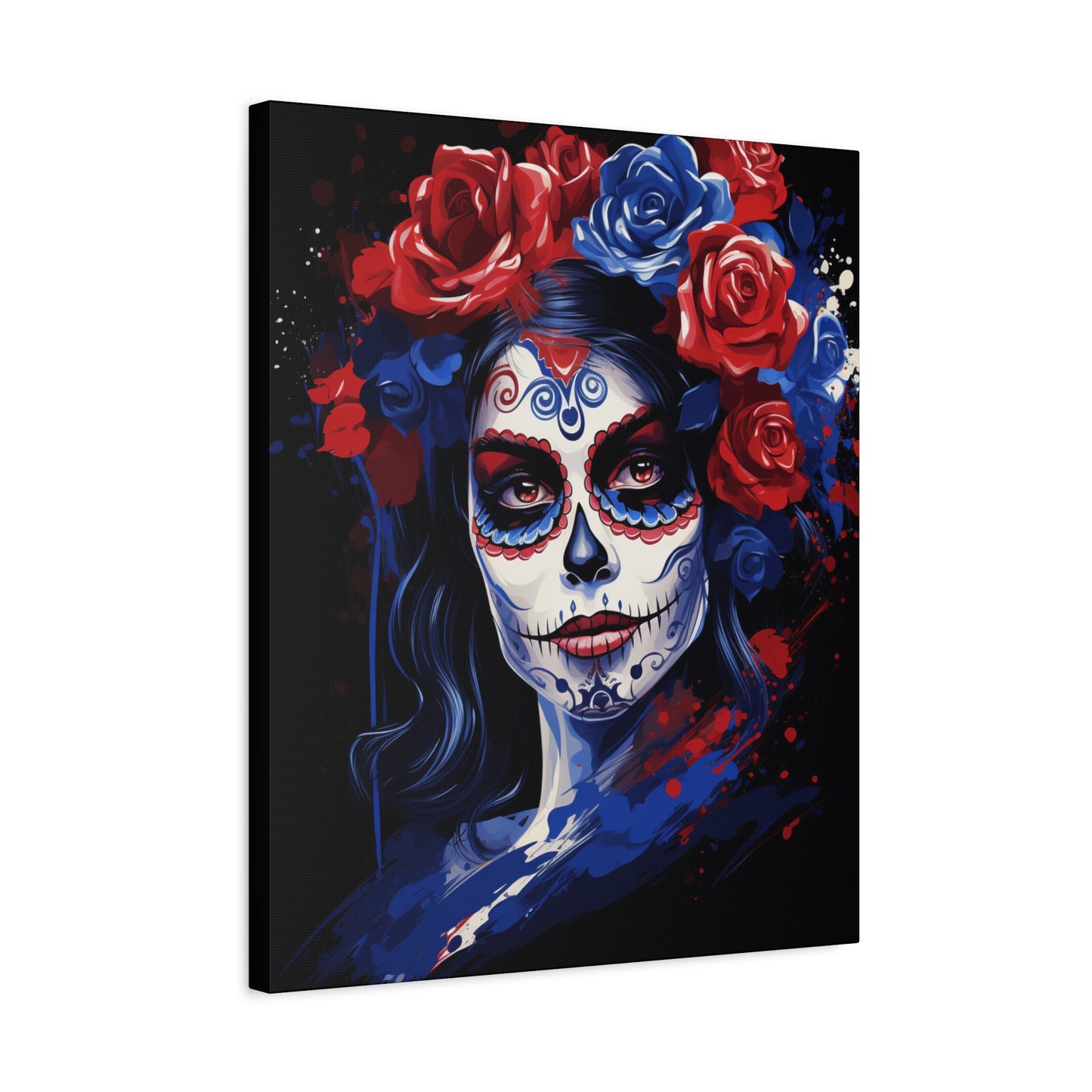 Canvas Art Print, Day of the Dead Decor, Floral Skull Artwork, Gothic Wall Art, Halloween Decoration, Unique Gift Idea, Mexican Tradition - VYBE Shop
