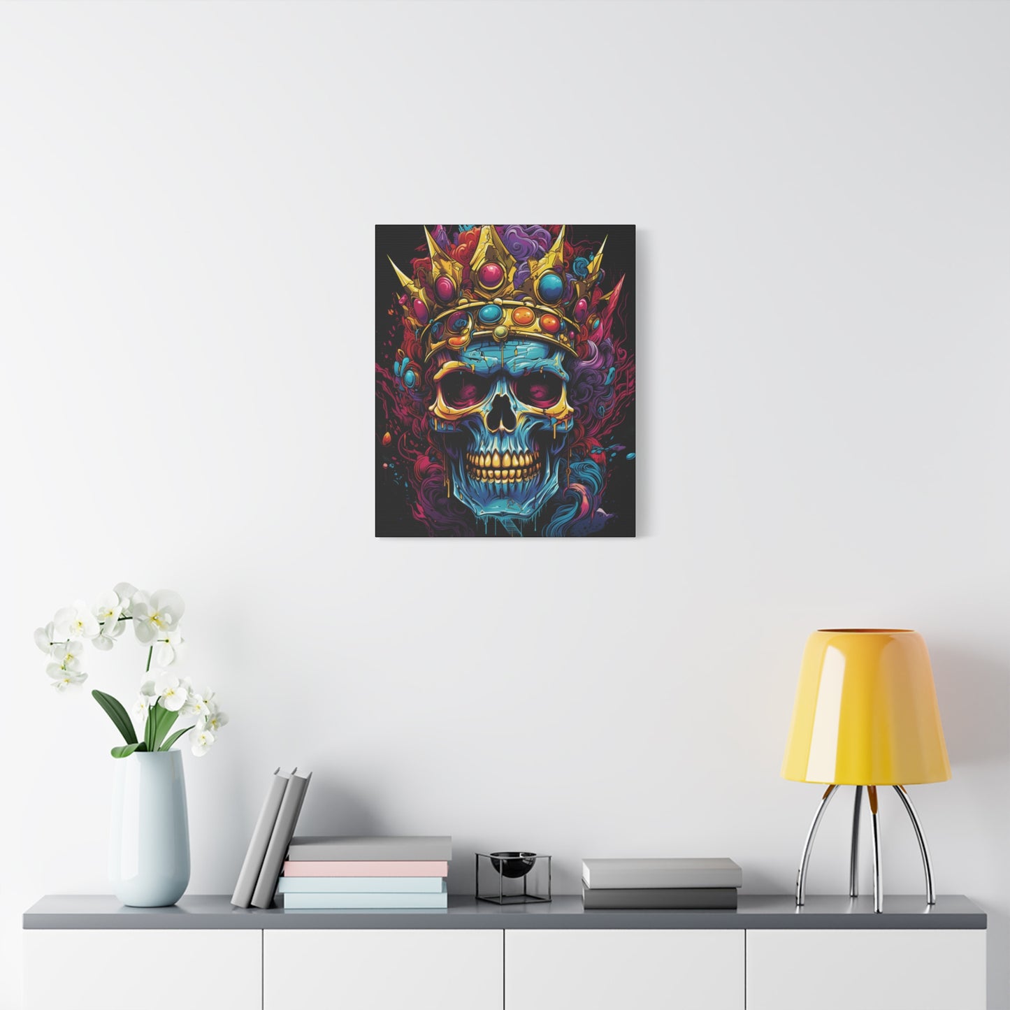 Colorful Skull Canvas Art - Vibrant Home Decor, Gothic Wall Print, Edgy Gift, Halloween Decoration, Art for Music Lovers - VYBE Shop