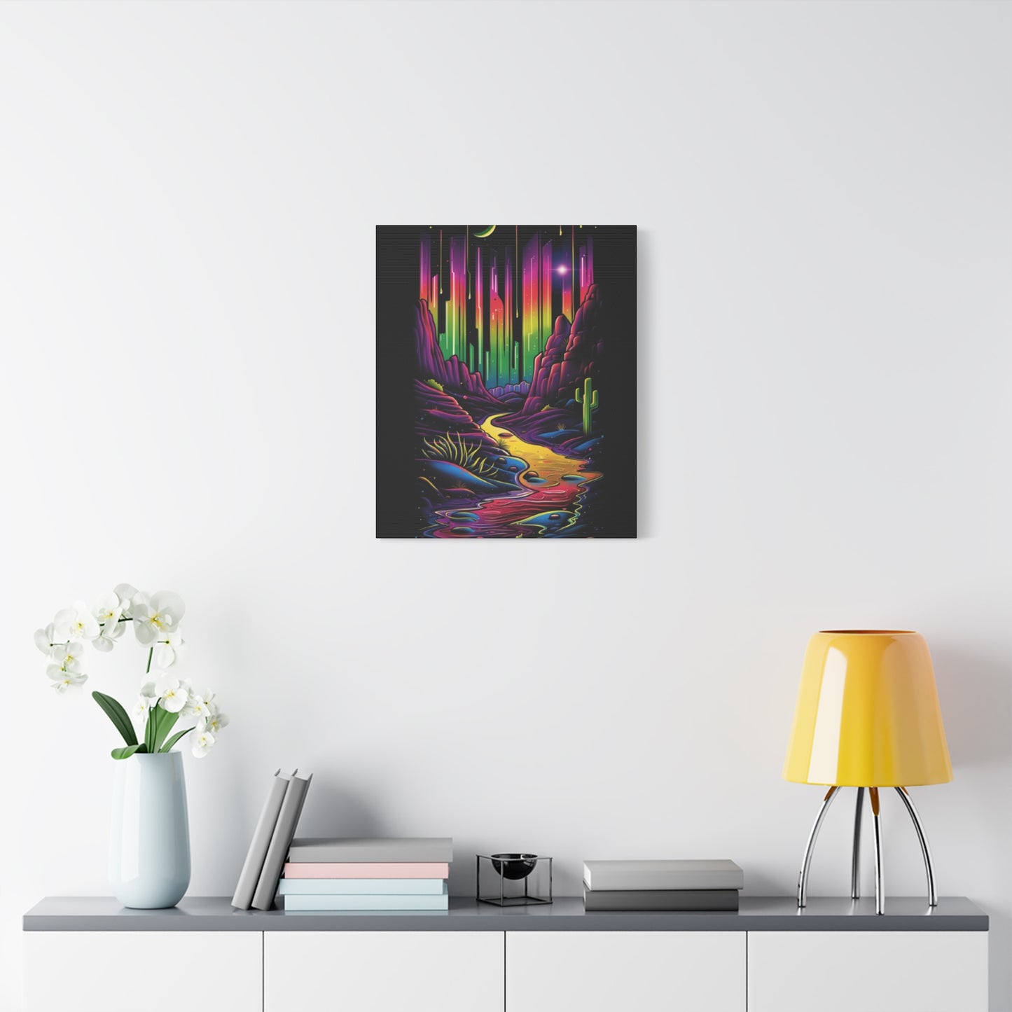 Neon Nature Canvas Art, Wall Decor, Colorful Landscape, Bohemian Home Decor, Gift for Art Lovers, Unique Wall Hanging - VYBE Shop
