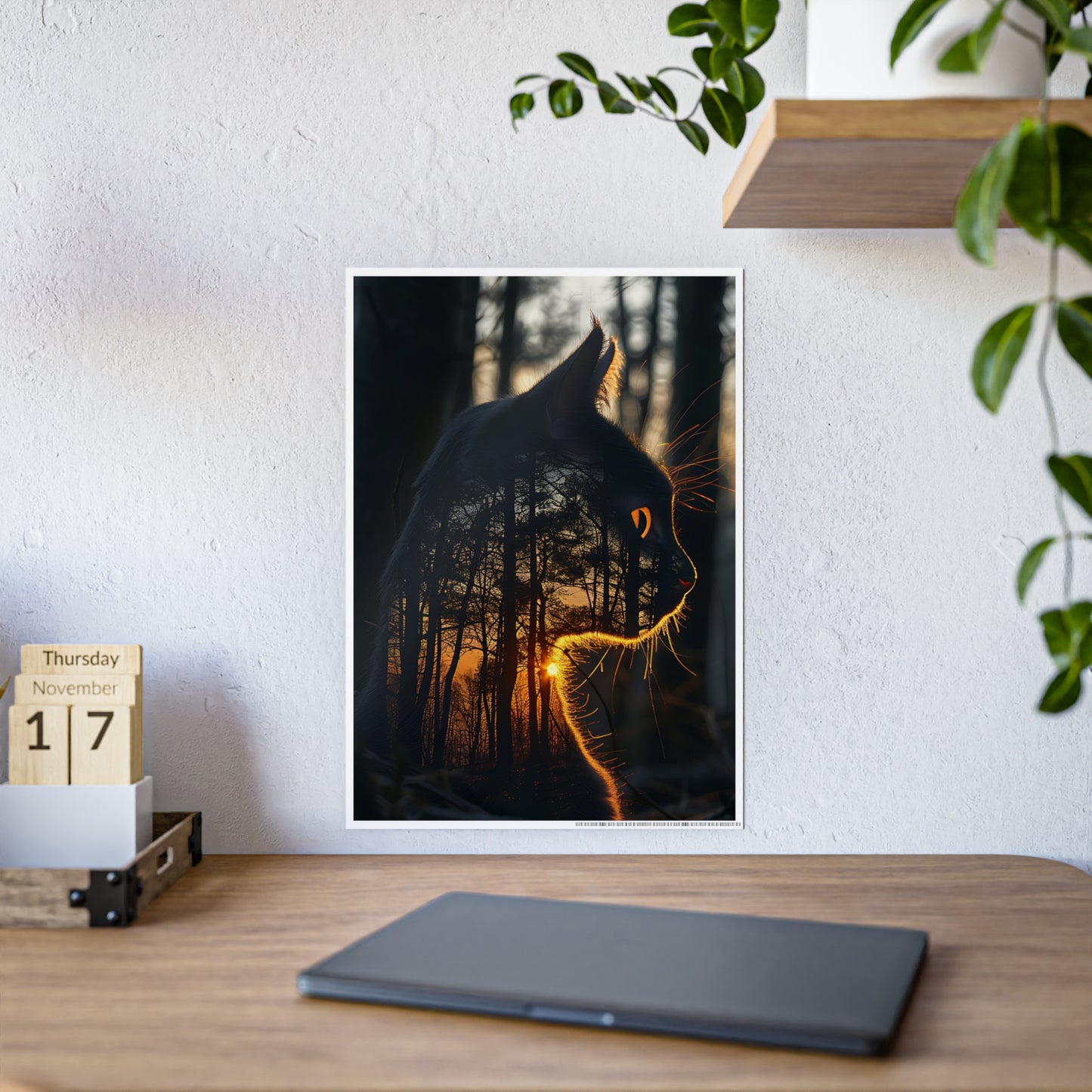Cat Mystical Poster - Glossy Wall Art for Nature Lovers, Home Office Aesthetic, Perfect Cat Lover Gift and Animal Art Print - VYBE Shop