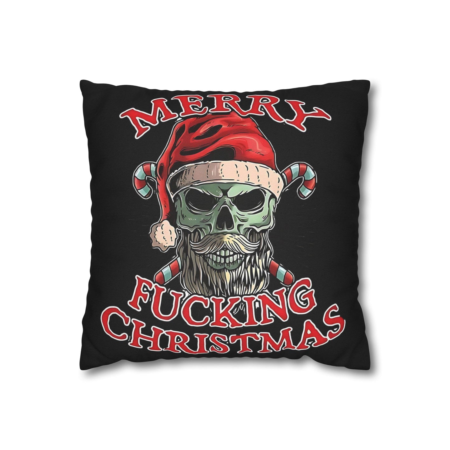 Gothic Christmas Pillowcase - Merry F***ing Christmas Cushion Cover, Edgy Holiday Decor & Unique Gift - VYBE Shop