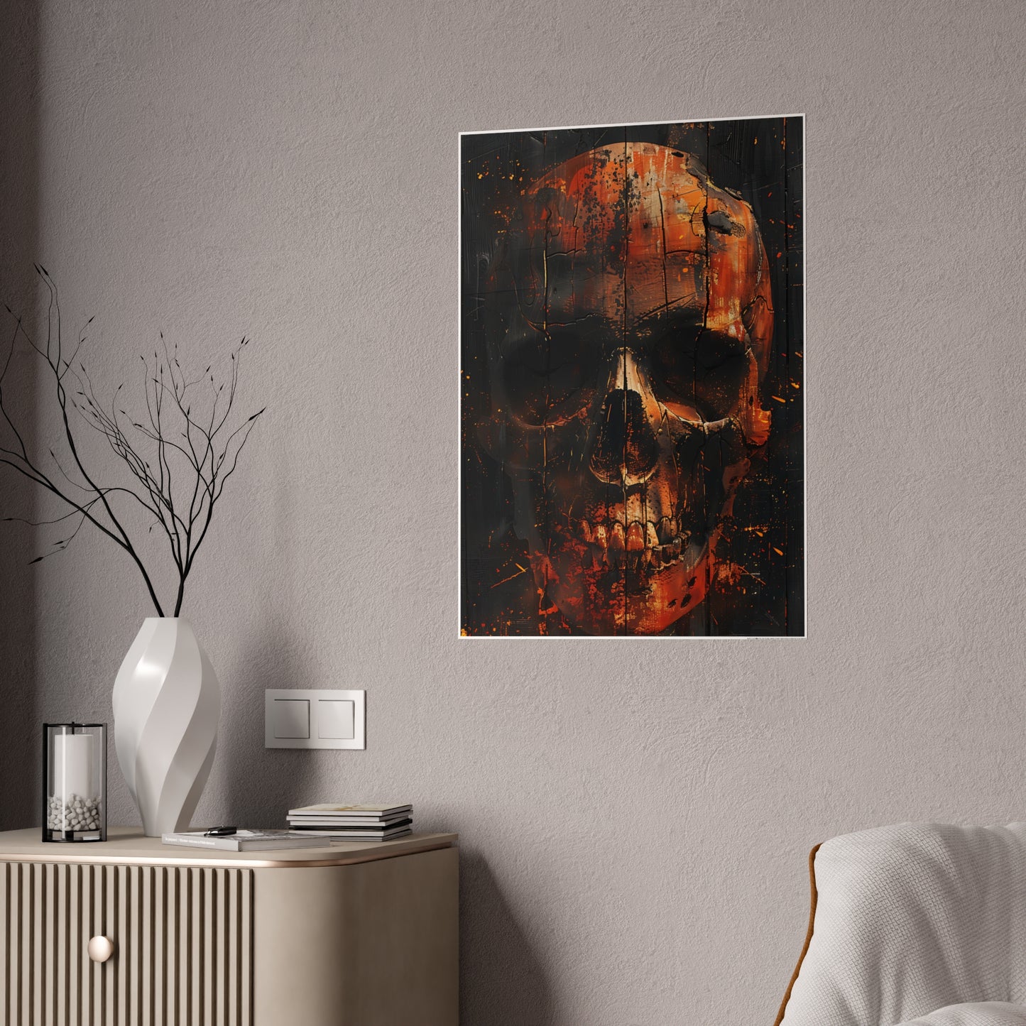 Skull Art Poster, Dark Aesthetic Wall Decor, Gothic Home Decor, Unique Gift Idea - VYBE Shop