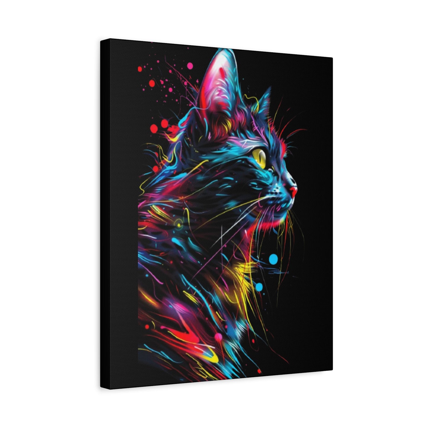 Neon Cat Design Matte Canvas Framed Print - VYBE Shop