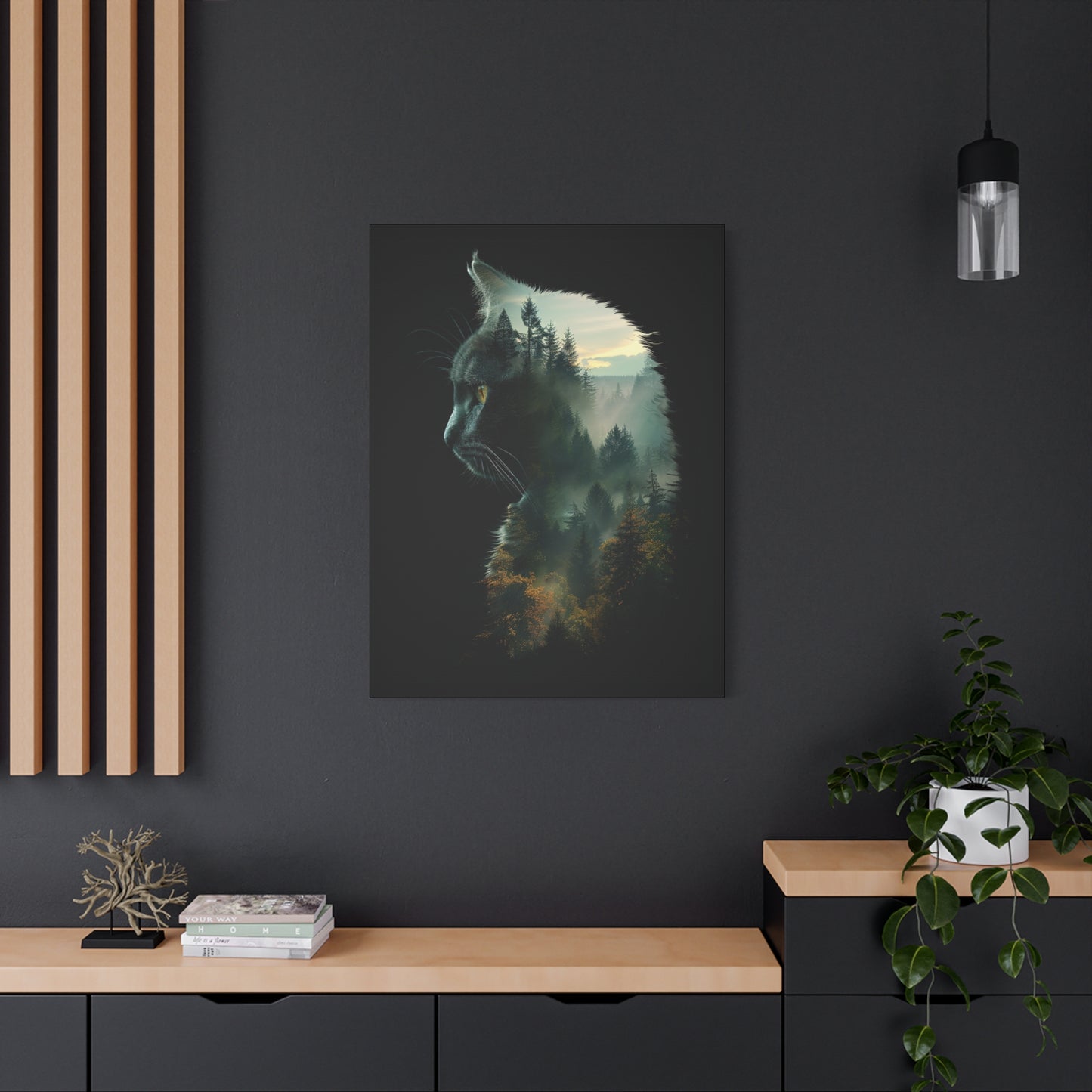 Cat Forest Matte Canvas Wall Art | Feline Home Decor, Gift for Cat Lovers, Nature Art Print, Unique Wall Decor, Cat-Themed Gift - VYBE Shop